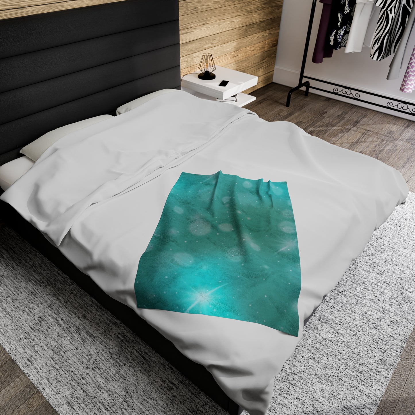 Turquoise Glimmer Velveteen Plush Blanket