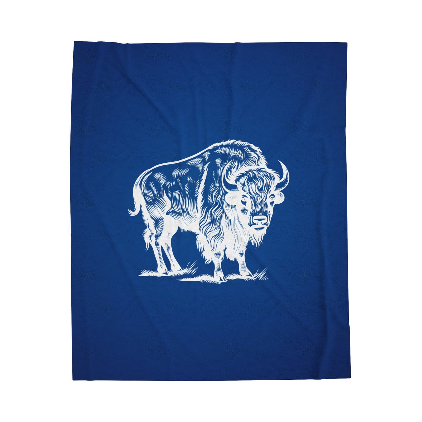 White Bison Velveteen Plush Blanket