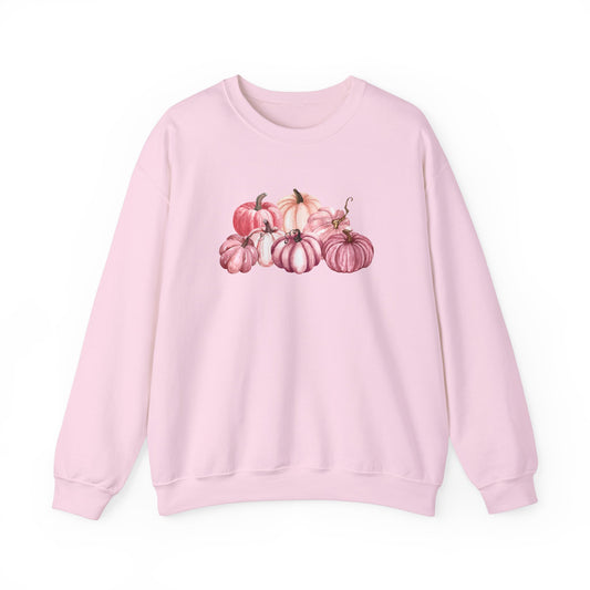 Pink Pumpkin Patch Fall Halloween Thanksgiving Unisex Heavy Blend™ Crewneck Sweatshirt