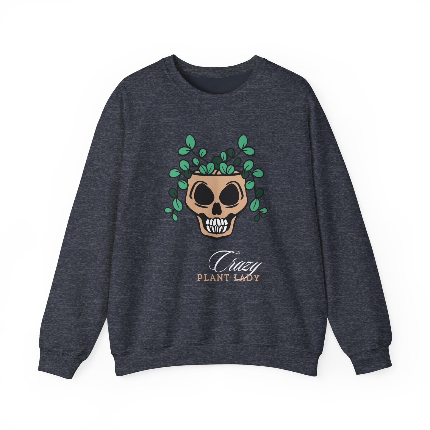 Crazy Plant Lady Skull Unisex Heavy Blend™ Crewneck Sweatshirt