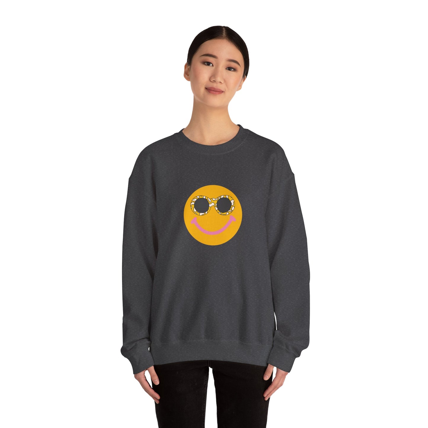 Hippy Happy Face Unisex Heavy Blend™ Crewneck Sweatshirt