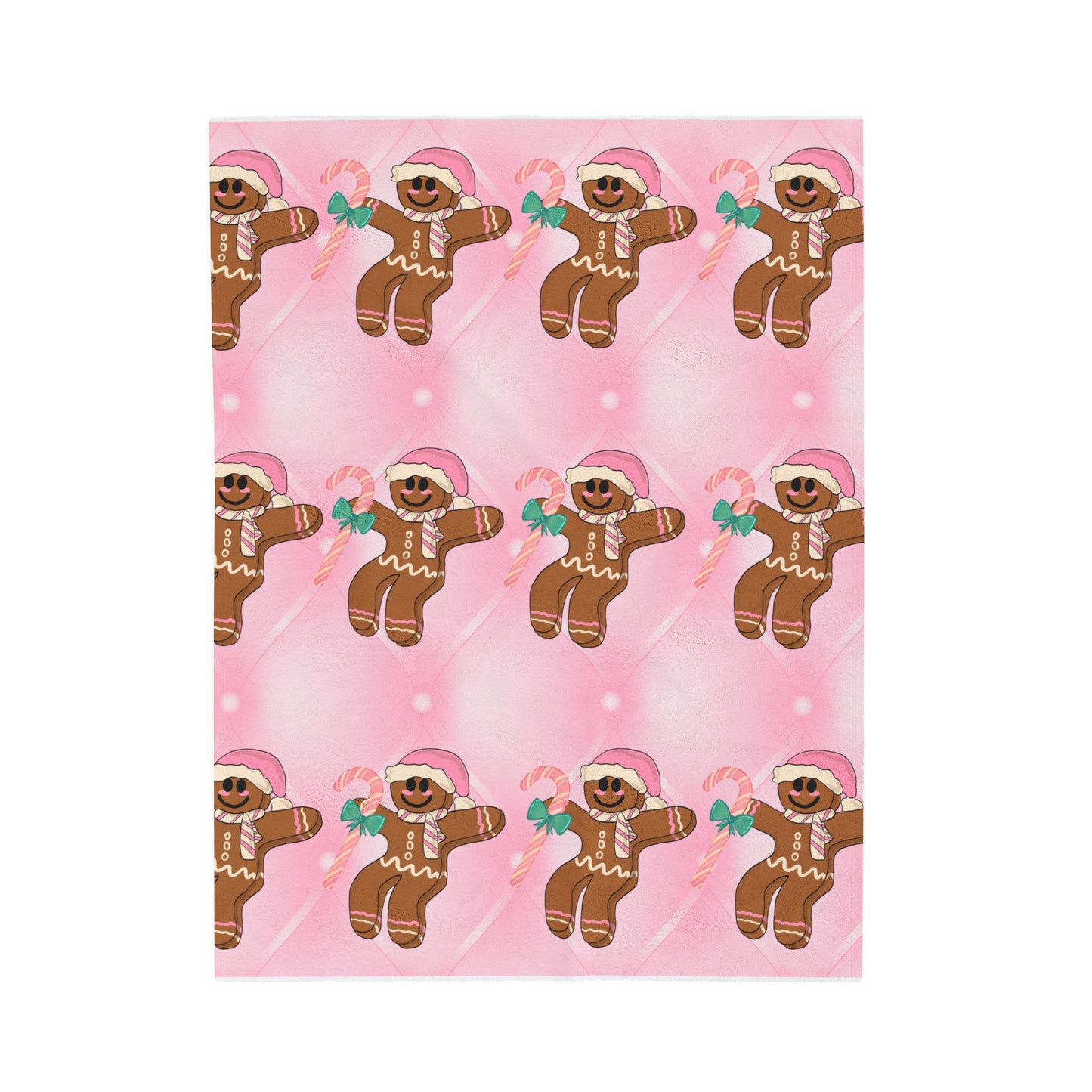 Pink Gingerbread Velveteen Plush Blanket