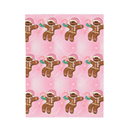 Pink Gingerbread Velveteen Plush Blanket