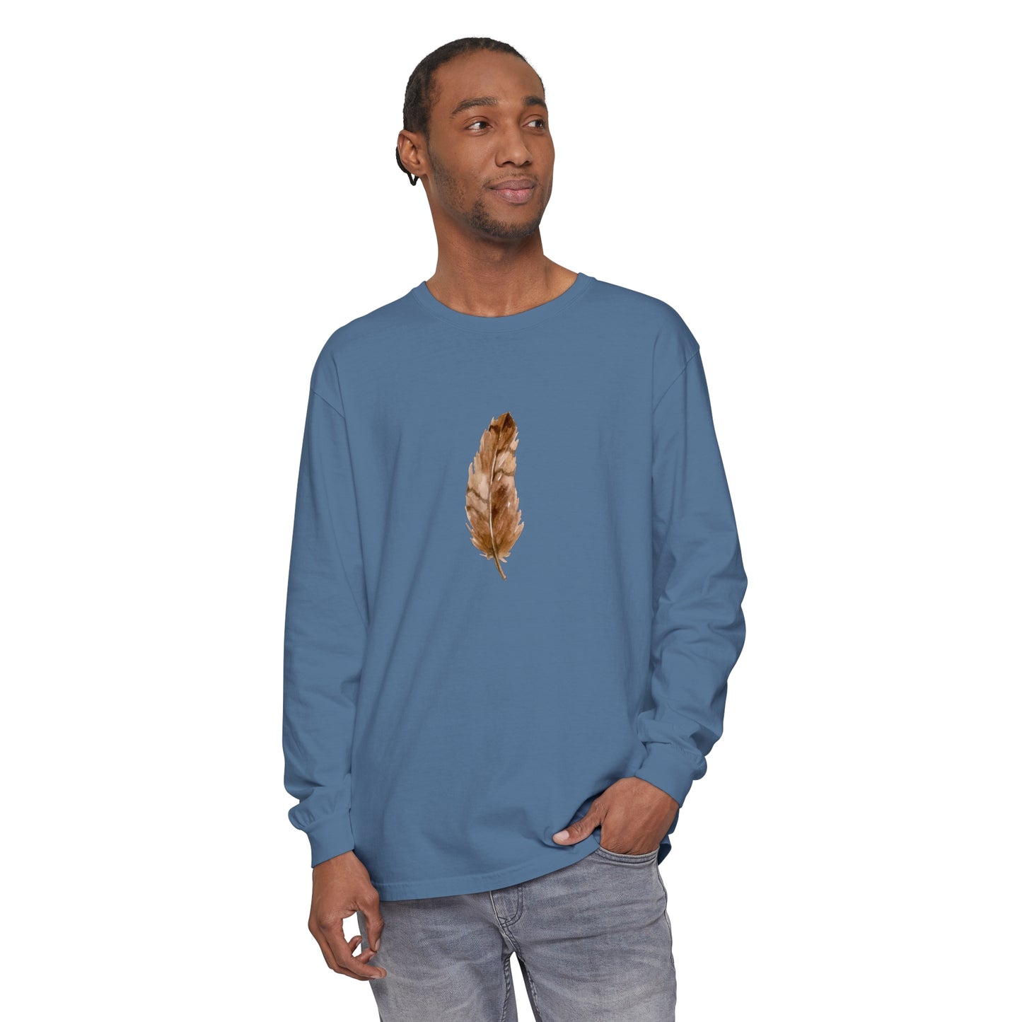 Hawk Feather Unisex Garment-dyed Long Sleeve T-Shirt