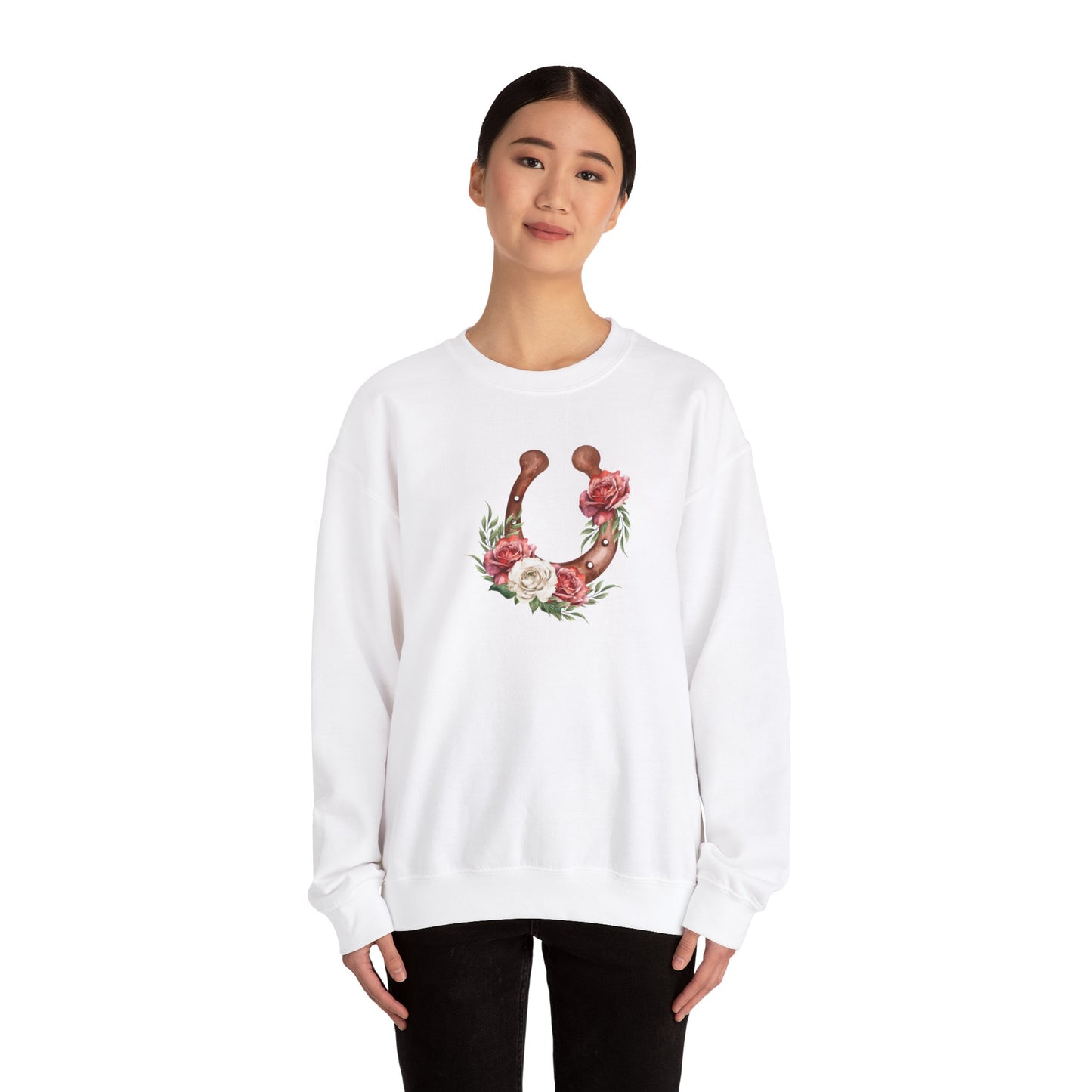 Floral Horseshoe Unisex Heavy Blend™ Crewneck Sweatshirt