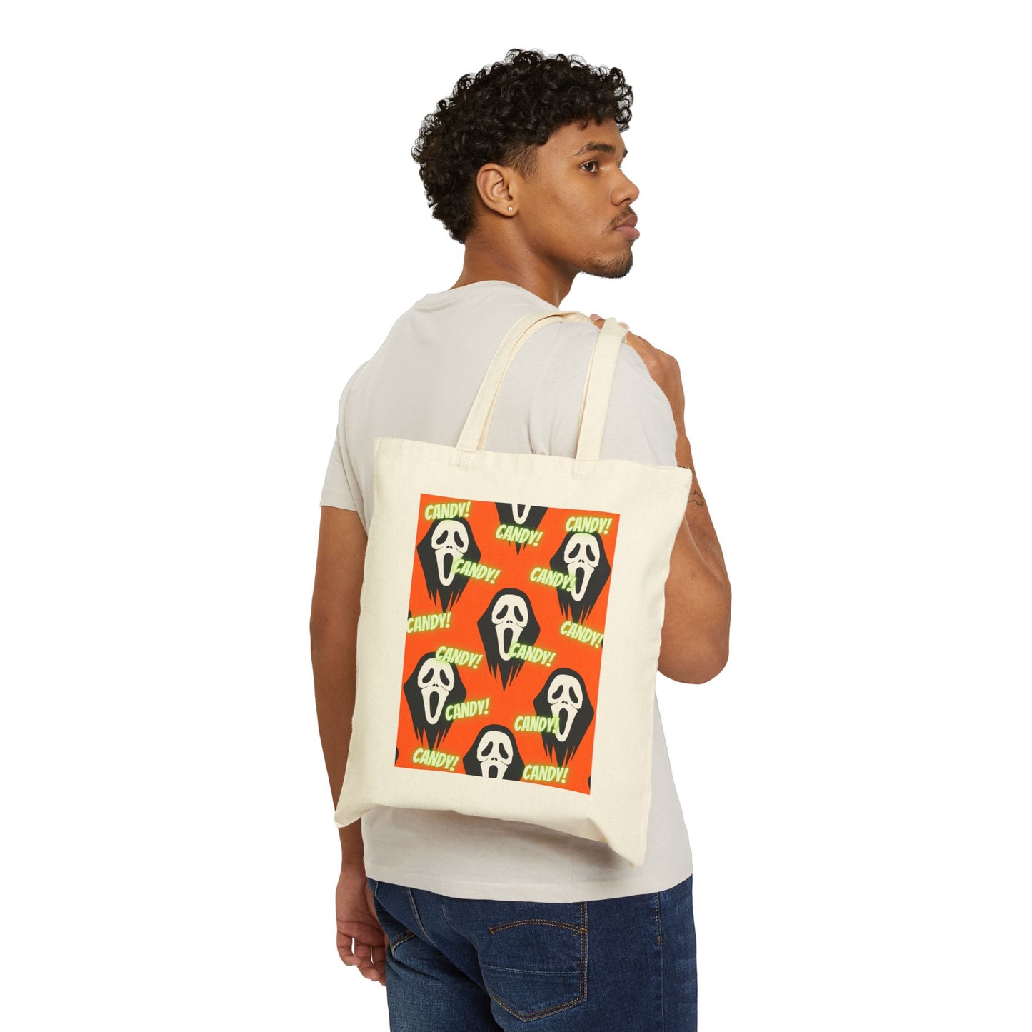 Scream for Candy Trick or Treat Cotton Canvas Tote Bag