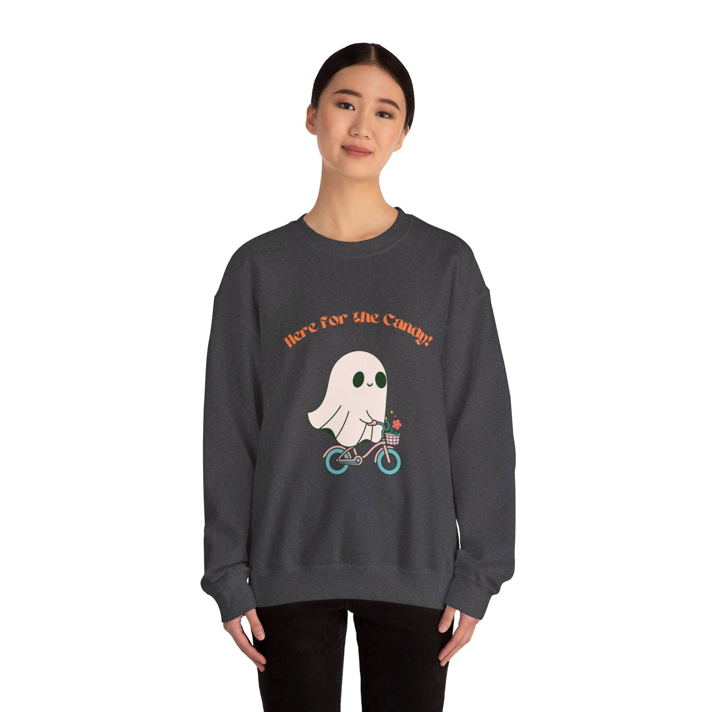 Here for the Candy Ghost Bicycle Unisex Heavy Blend™ Crewneck Sweatshirt