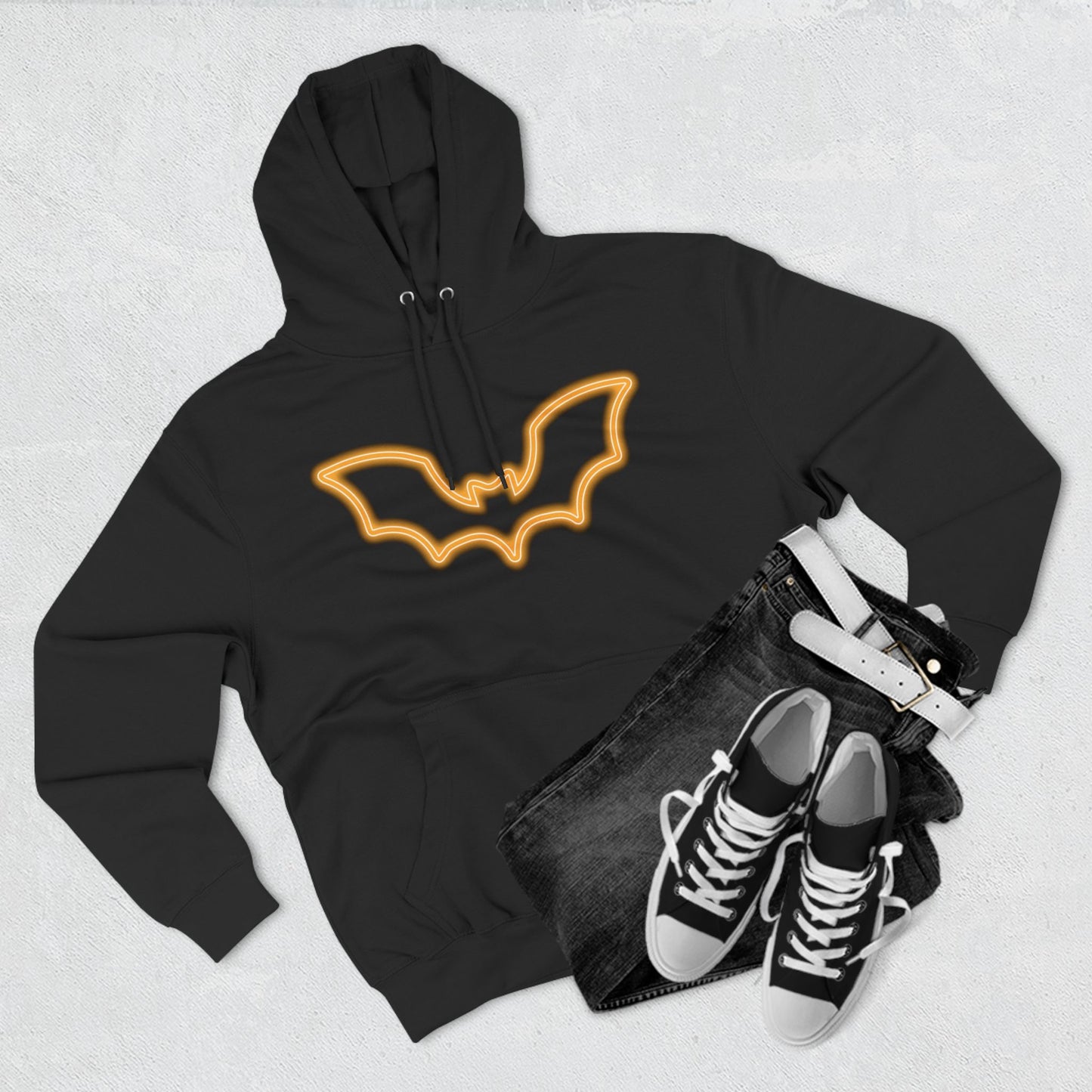 Neon Bat Three-Panel Fleece Hoodie