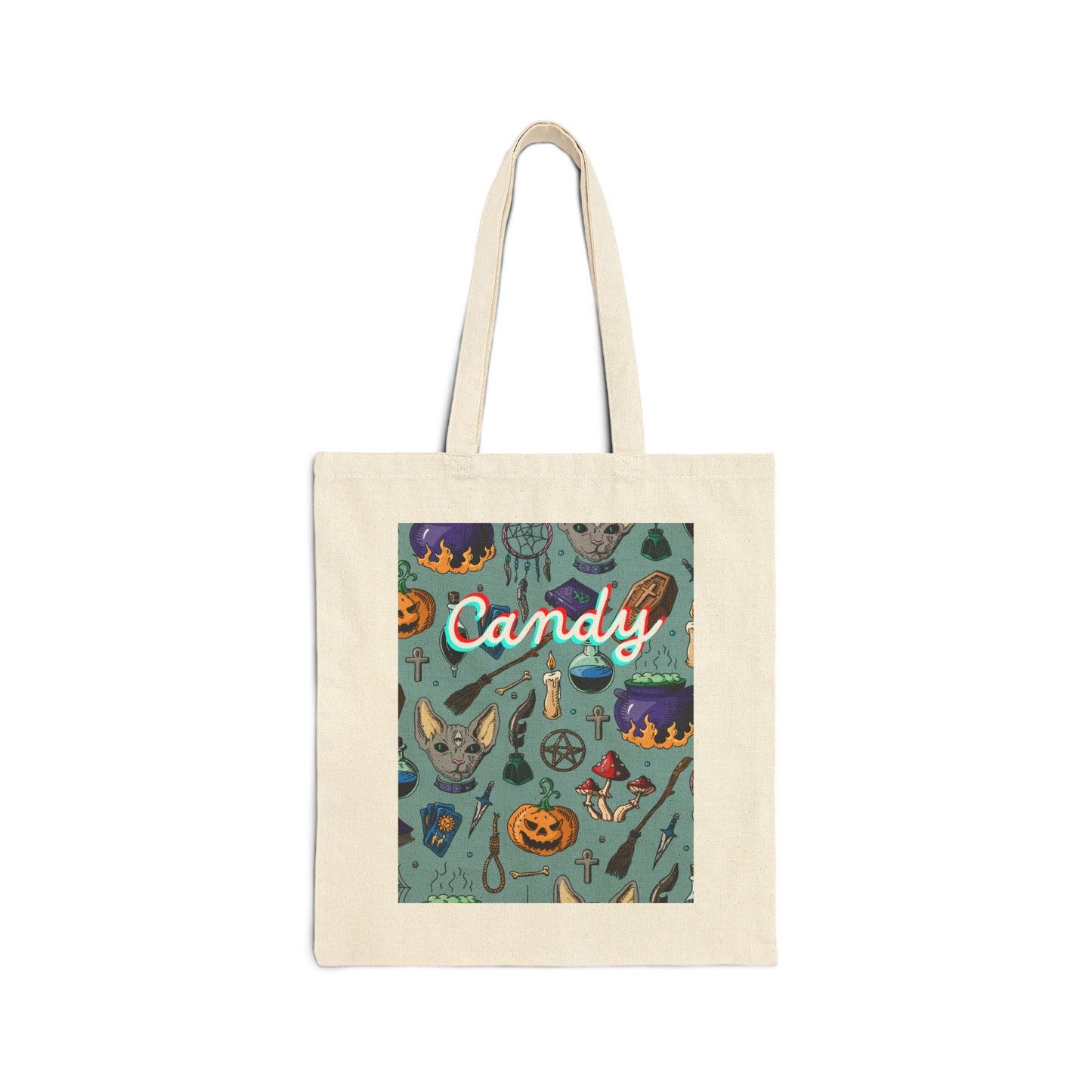 Witchy Candy Trick or Treat Cotton Canvas Tote Bag