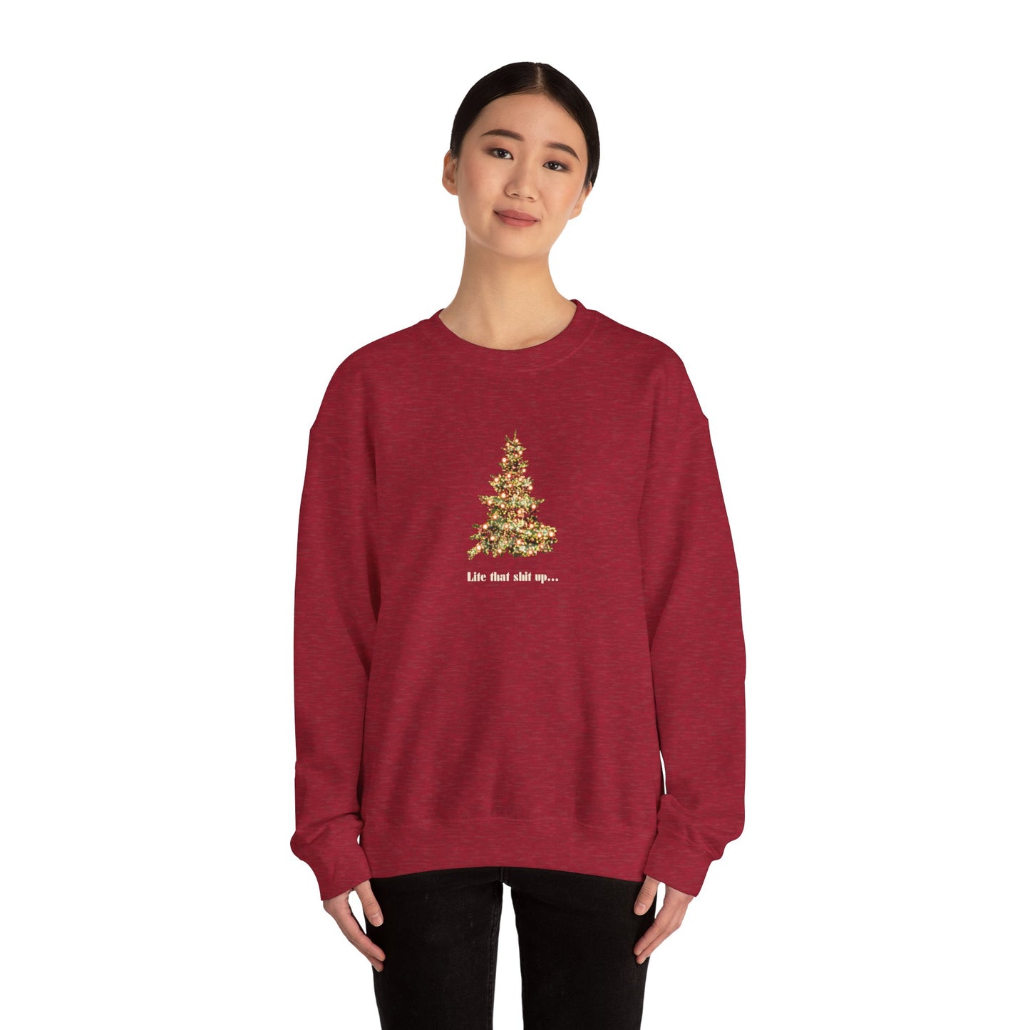 Lite That Shiii Up Christmas Adult Unisex Heavy Blend™ Crewneck Sweatshirt