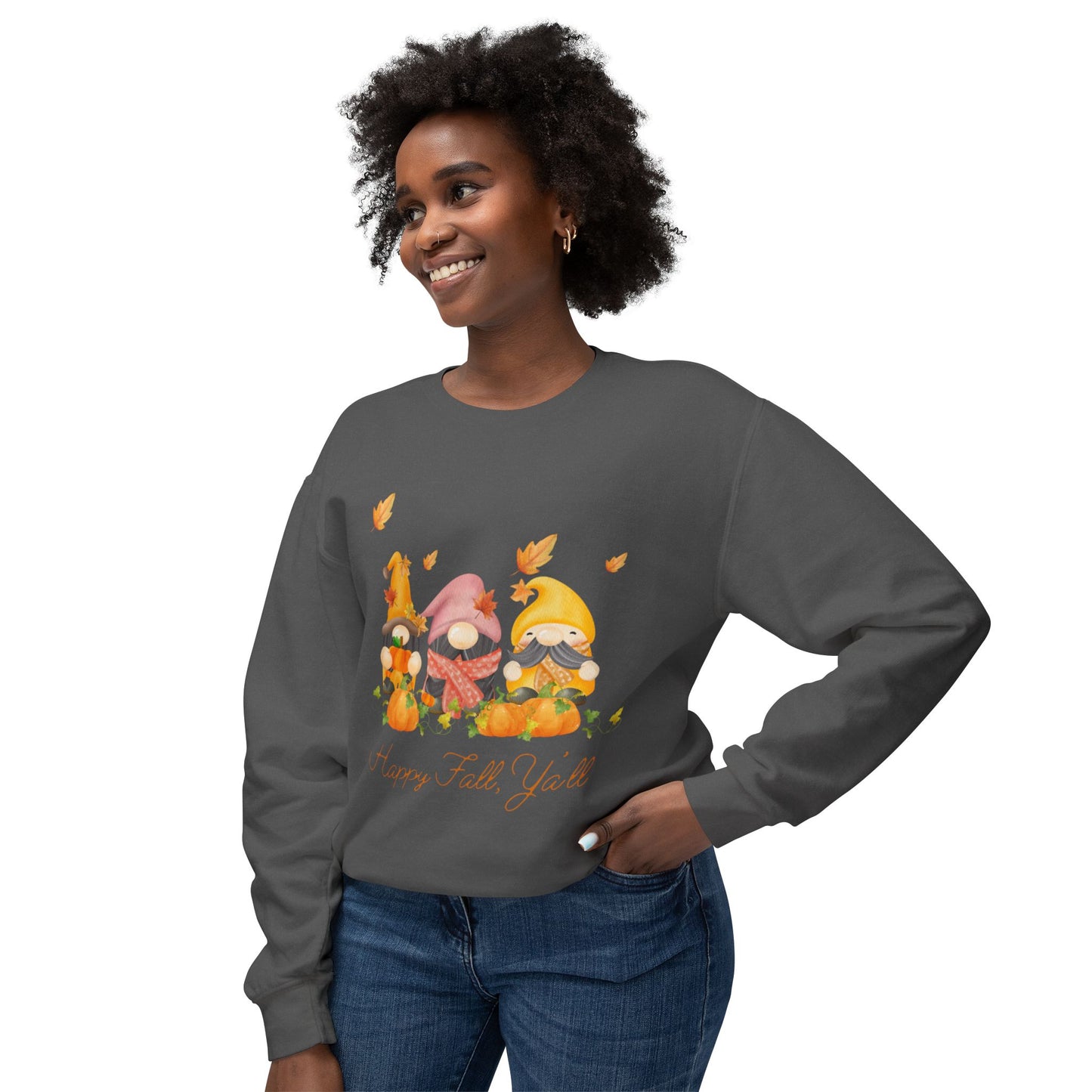 Fall Gnomies Unisex Lightweight Crewneck Sweatshirt