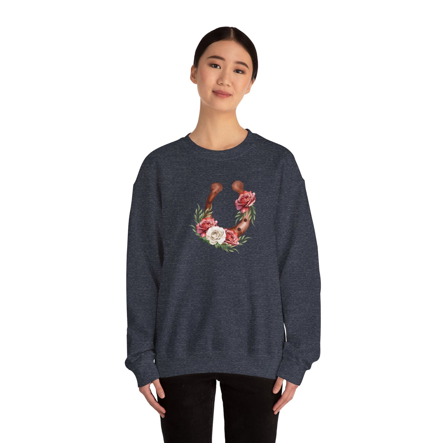 Floral Horseshoe Unisex Heavy Blend™ Crewneck Sweatshirt