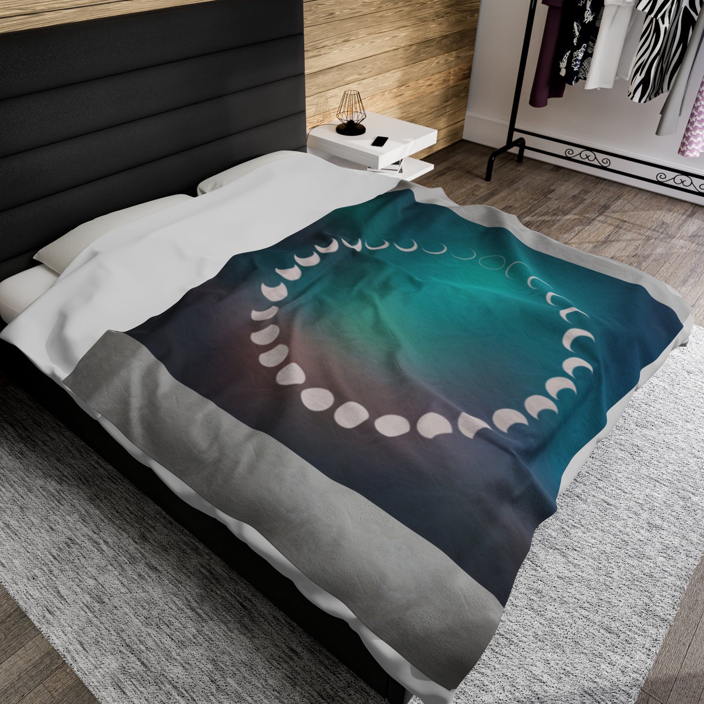 Moon Phases Velveteen Plush Blanket