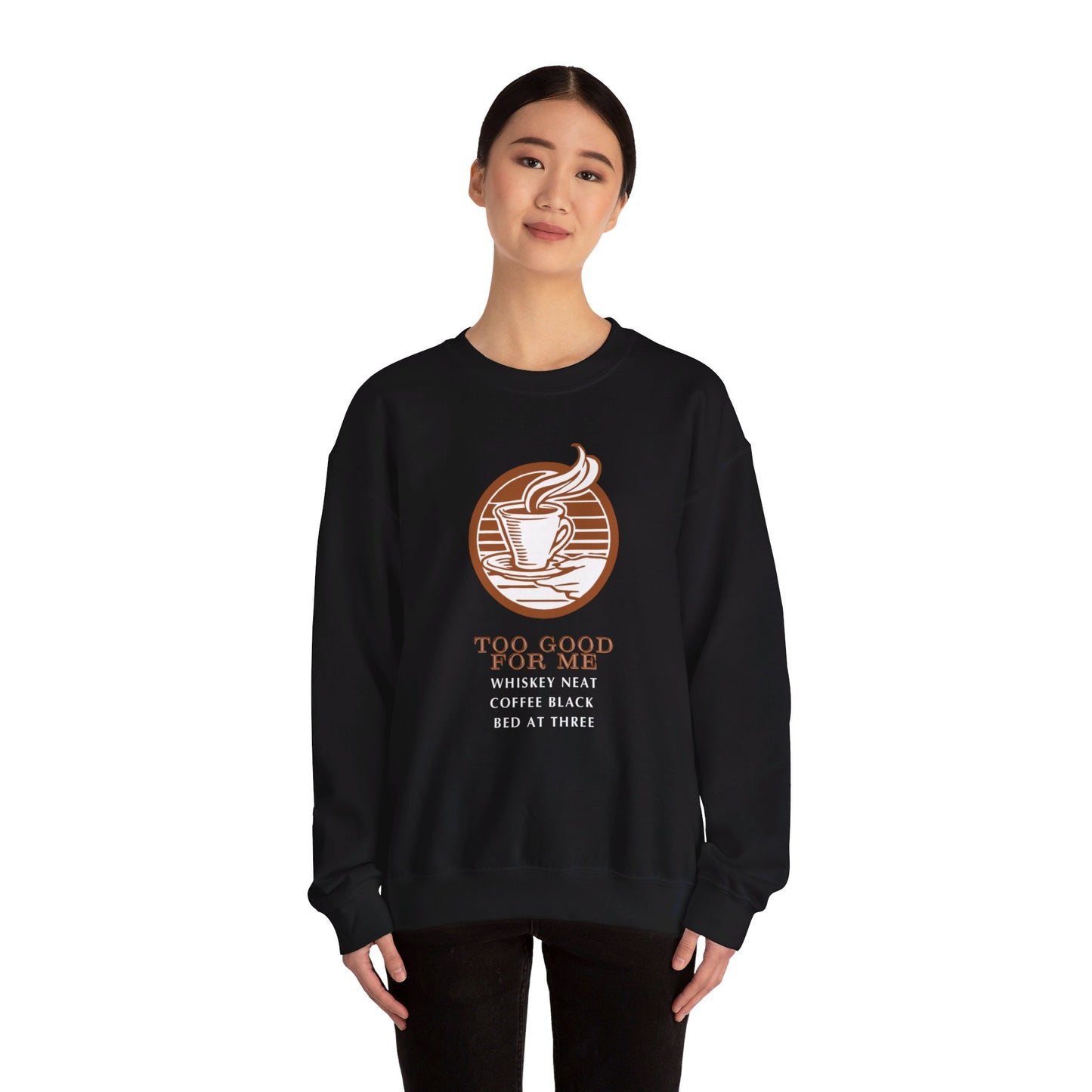 Whiskey Neat Coffee Black Unisex Heavy Blend™ Crewneck Sweatshirt