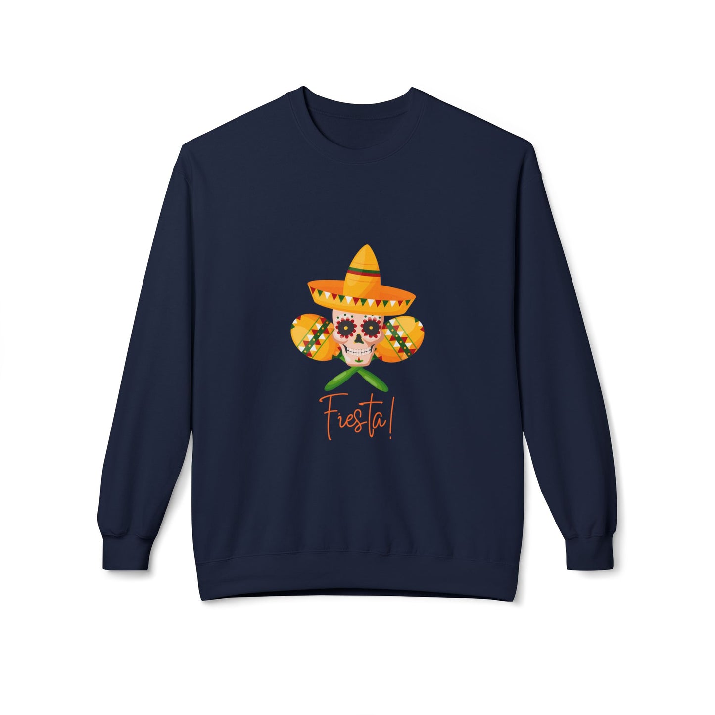 Fiesta Skull Maracas Unisex Midweight Softstyle Fleece Crewneck Sweatshirt