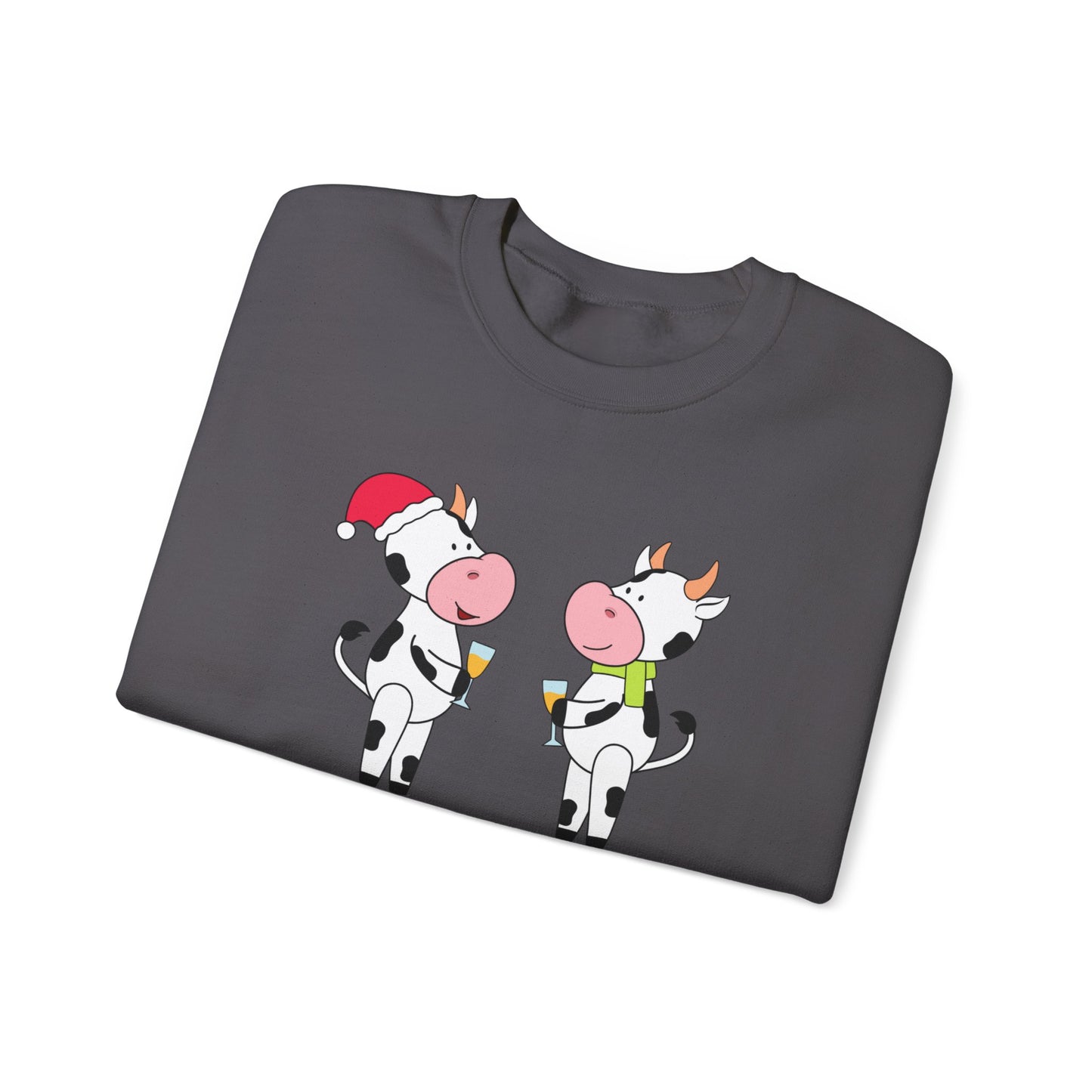 Christmas Party Perks Cow Meet Unisex Heavy Blend™ Crewneck Sweatshirt