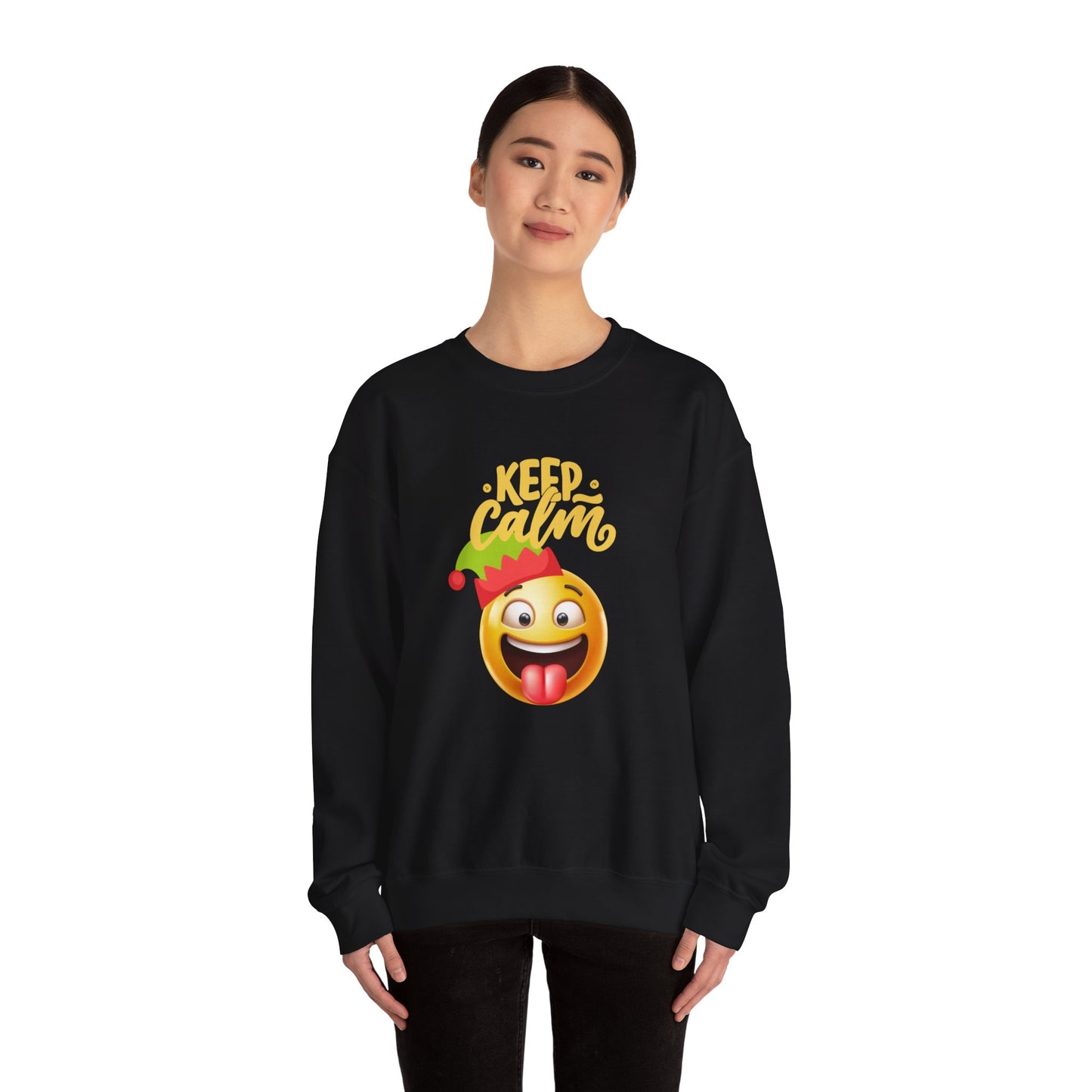 Keep Calm Emoji Christmas Unisex Heavy Blend™ Crewneck Sweatshirt