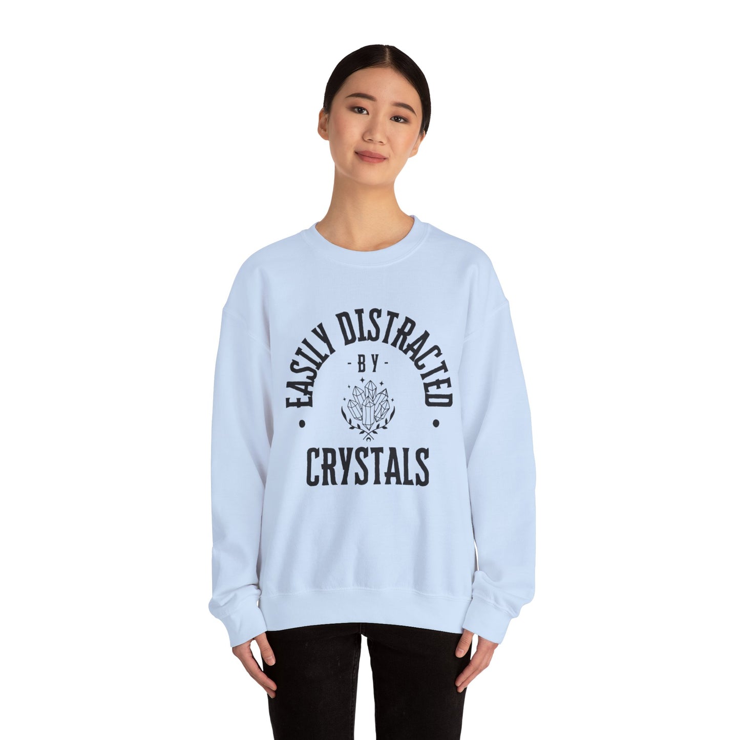 Easily Distracted by Crystals Unisex Heavy Blend™ Crewneck Sweatshirt