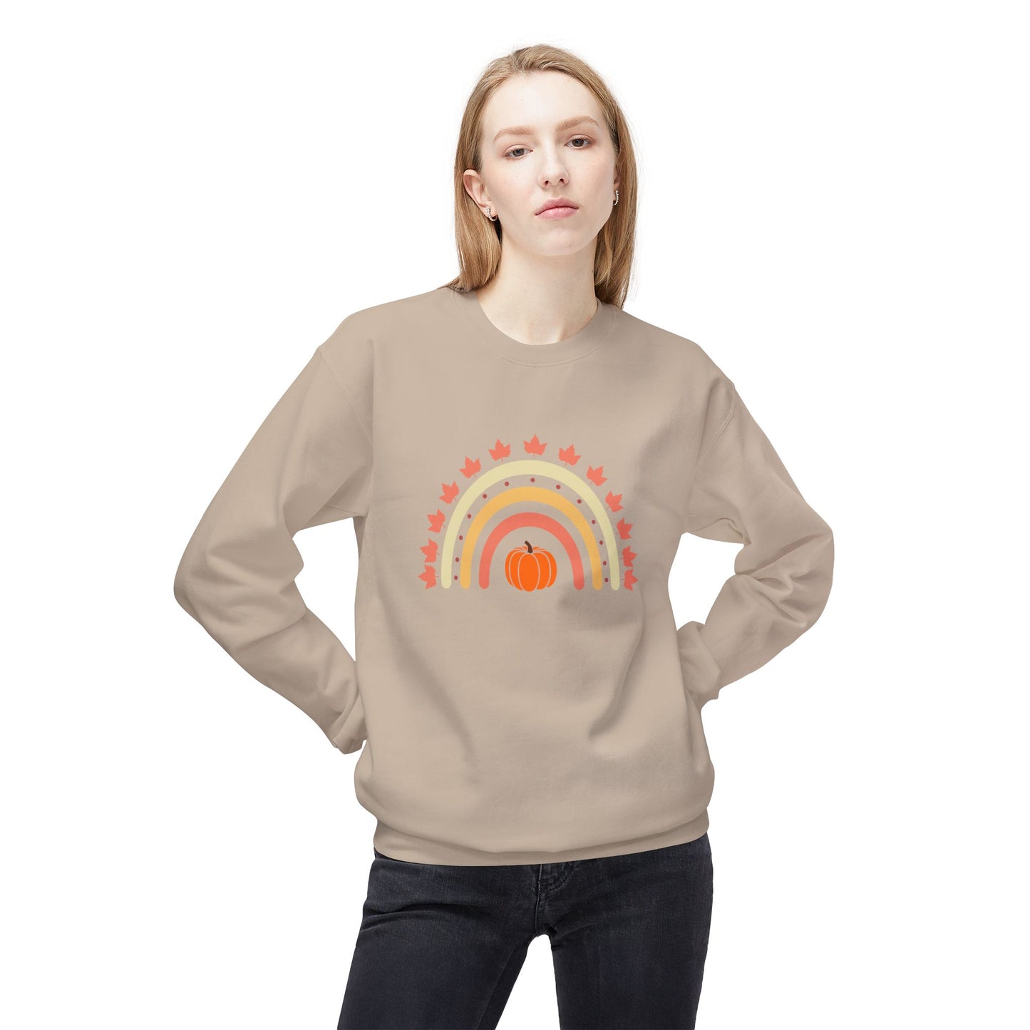 Rainbow Thanksgiving Unisex Midweight Softstyle Fleece Crewneck Sweatshirt