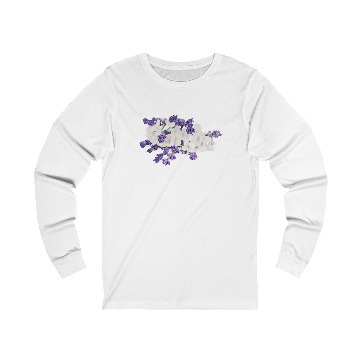 Purple White Flowers Unisex Jersey Long Sleeve Tee