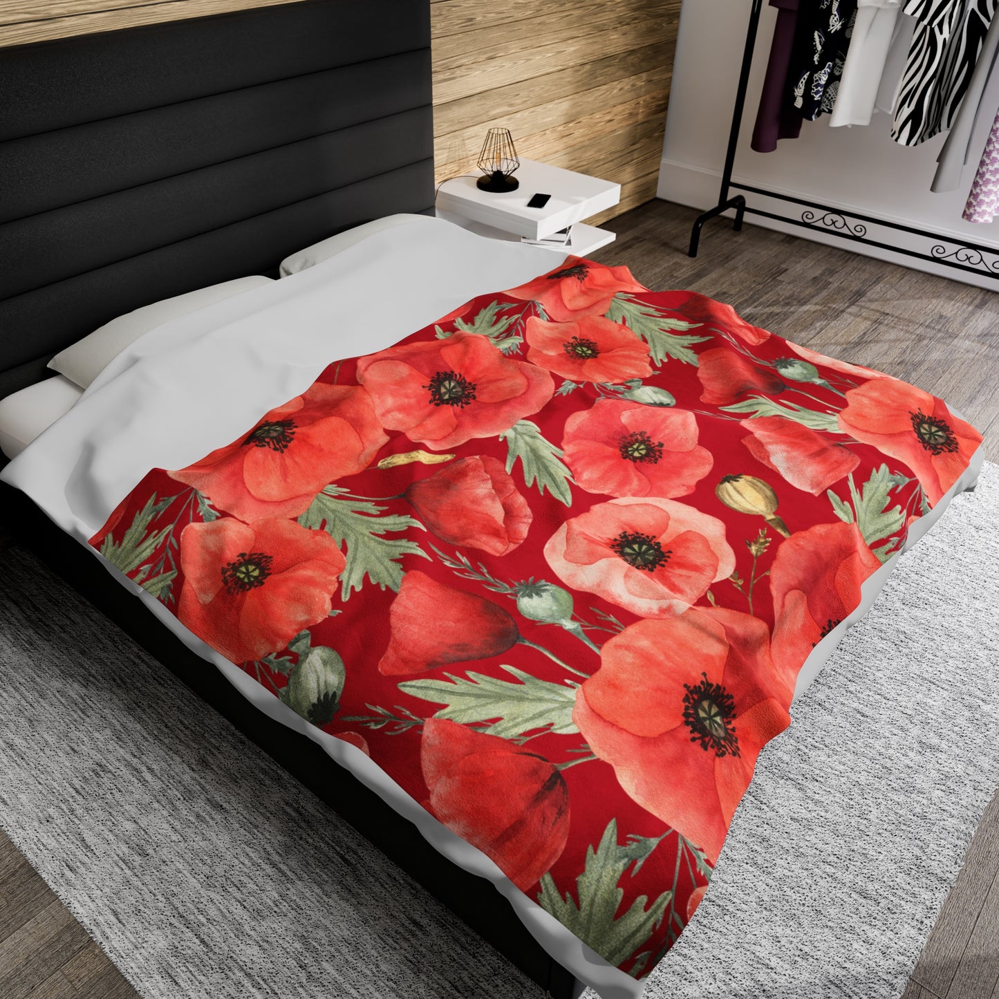 Poppies Velveteen Plush Blanket