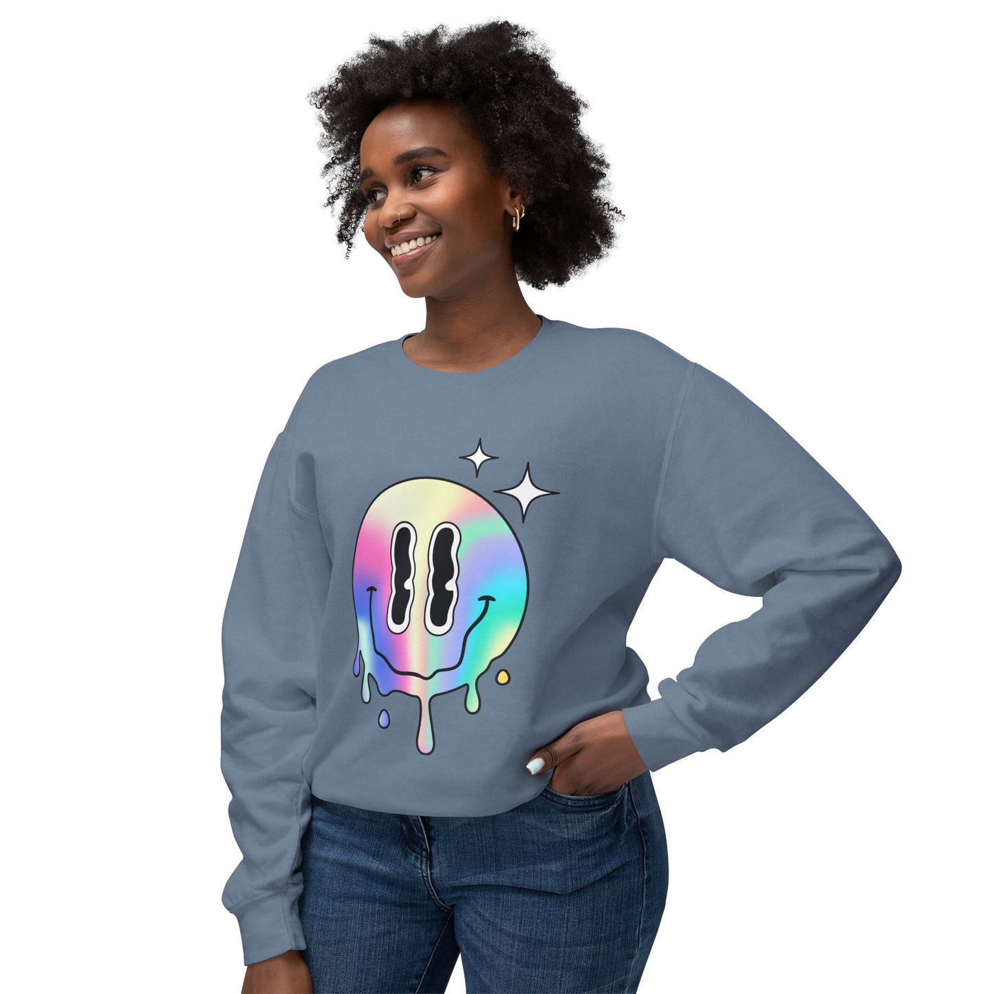 Smiley Melt Unisex Lightweight Crewneck Sweatshirt