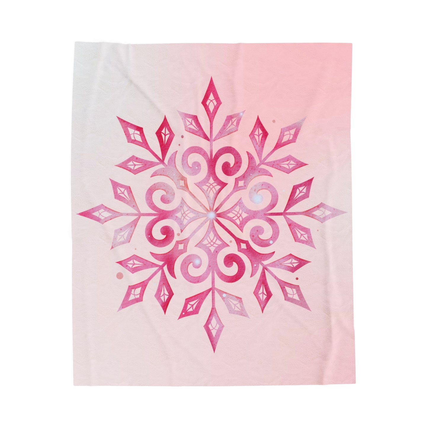 Pink Snowflake Velveteen Plush Blanket