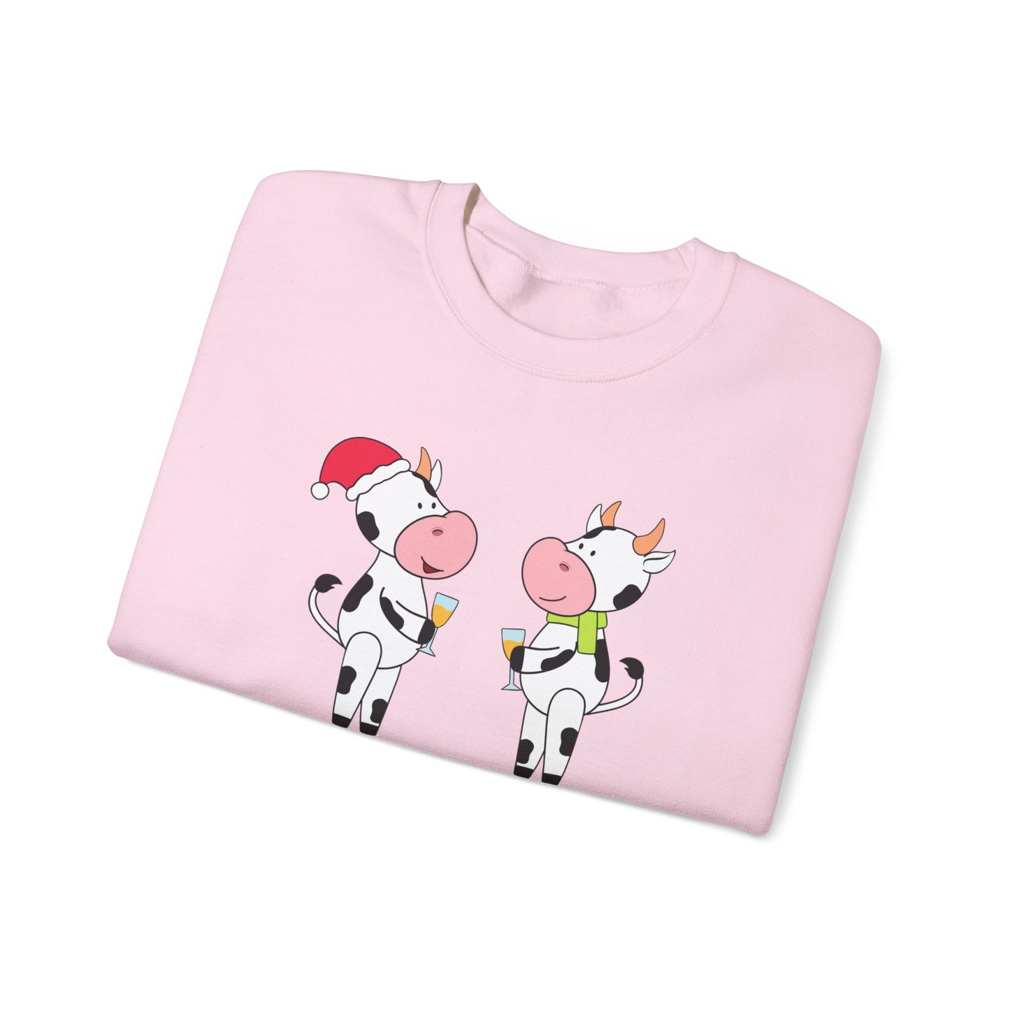 Christmas Party Perks Cow Meet Unisex Heavy Blend™ Crewneck Sweatshirt