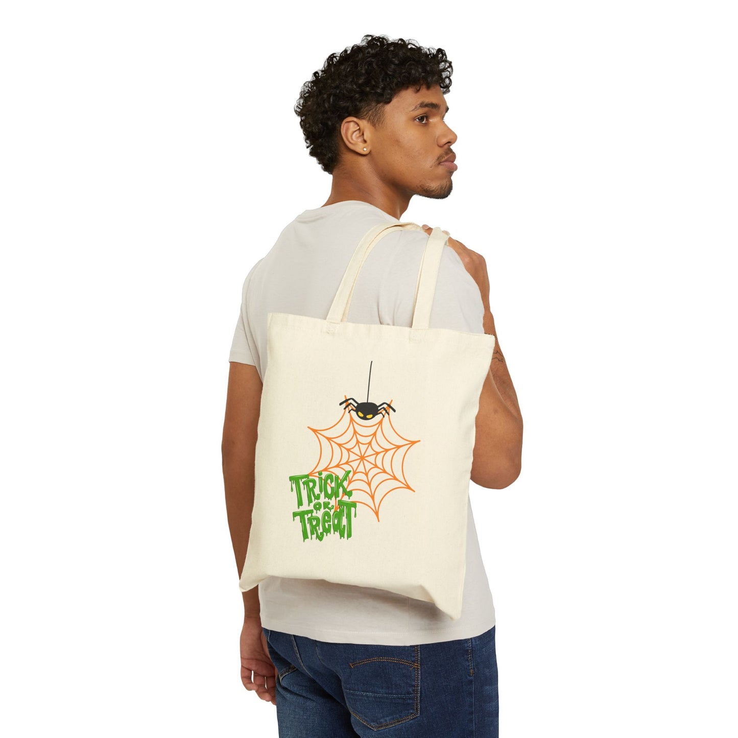 Spider Trick or Treat Cotton Canvas Tote Bag