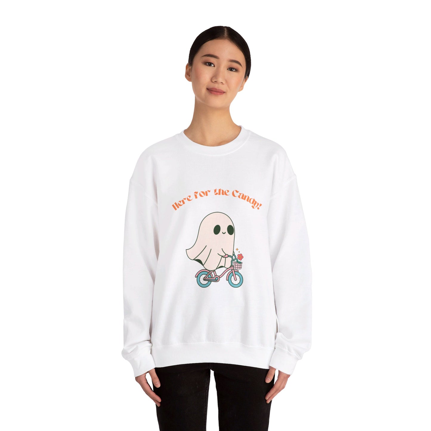 Here for the Candy Ghost Bicycle Unisex Heavy Blend™ Crewneck Sweatshirt