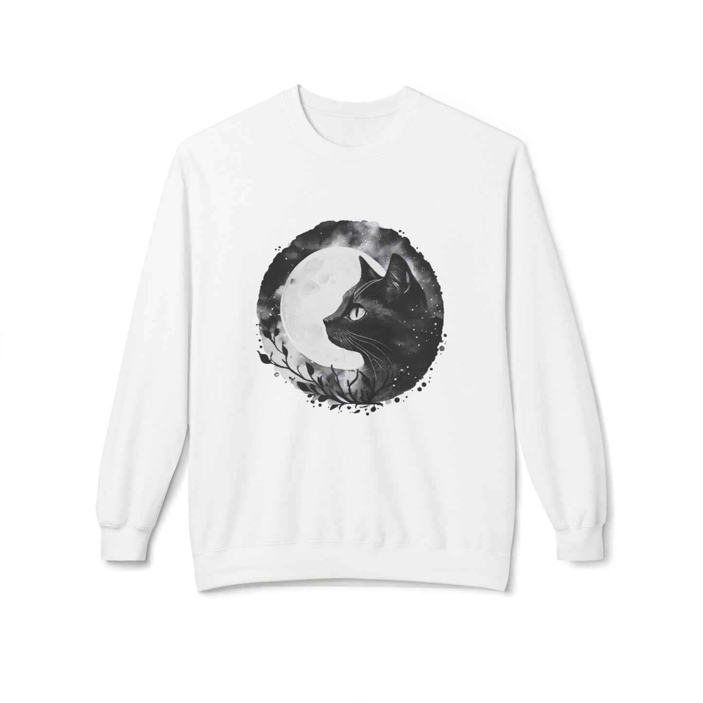 Moon Cat Unisex Midweight Softstyle Fleece Crewneck Sweatshirt