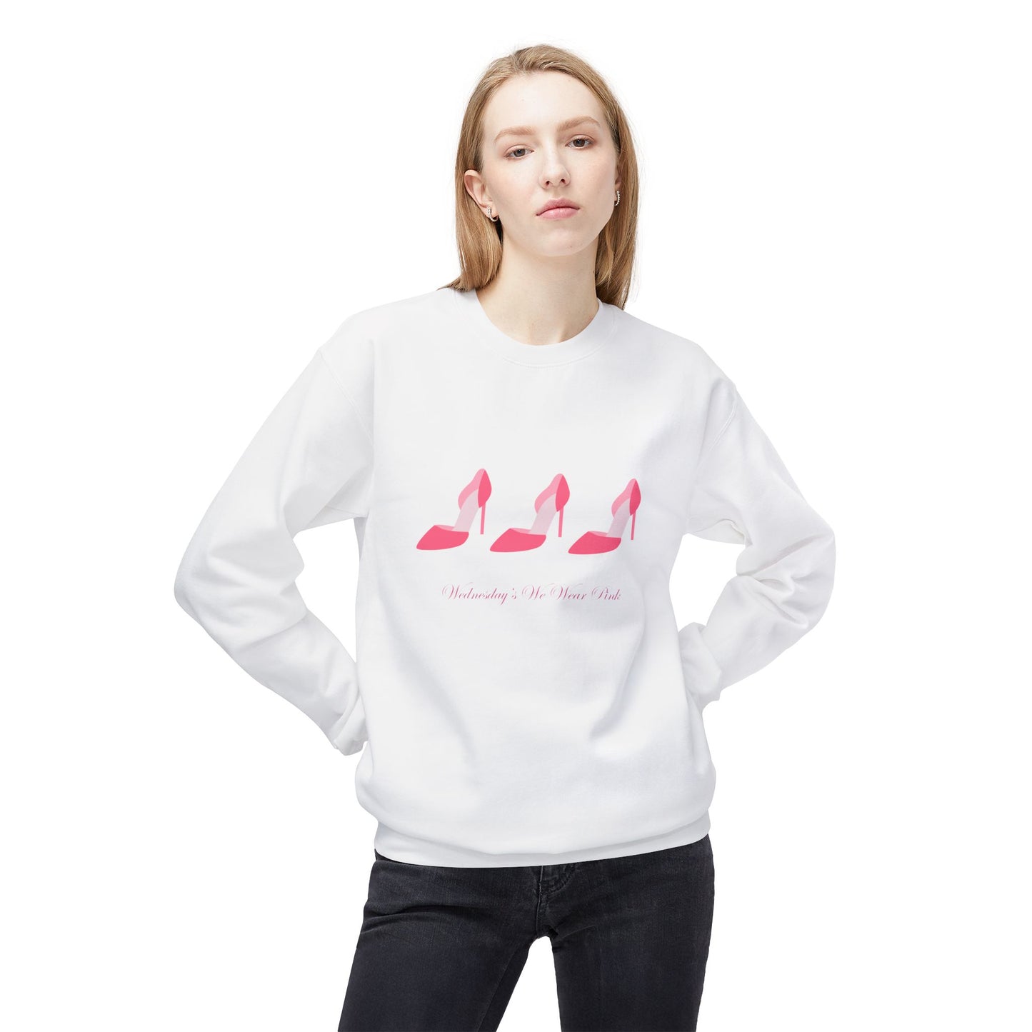 Wednesday Pink Unisex Midweight Softstyle Fleece Crewneck Sweatshirt