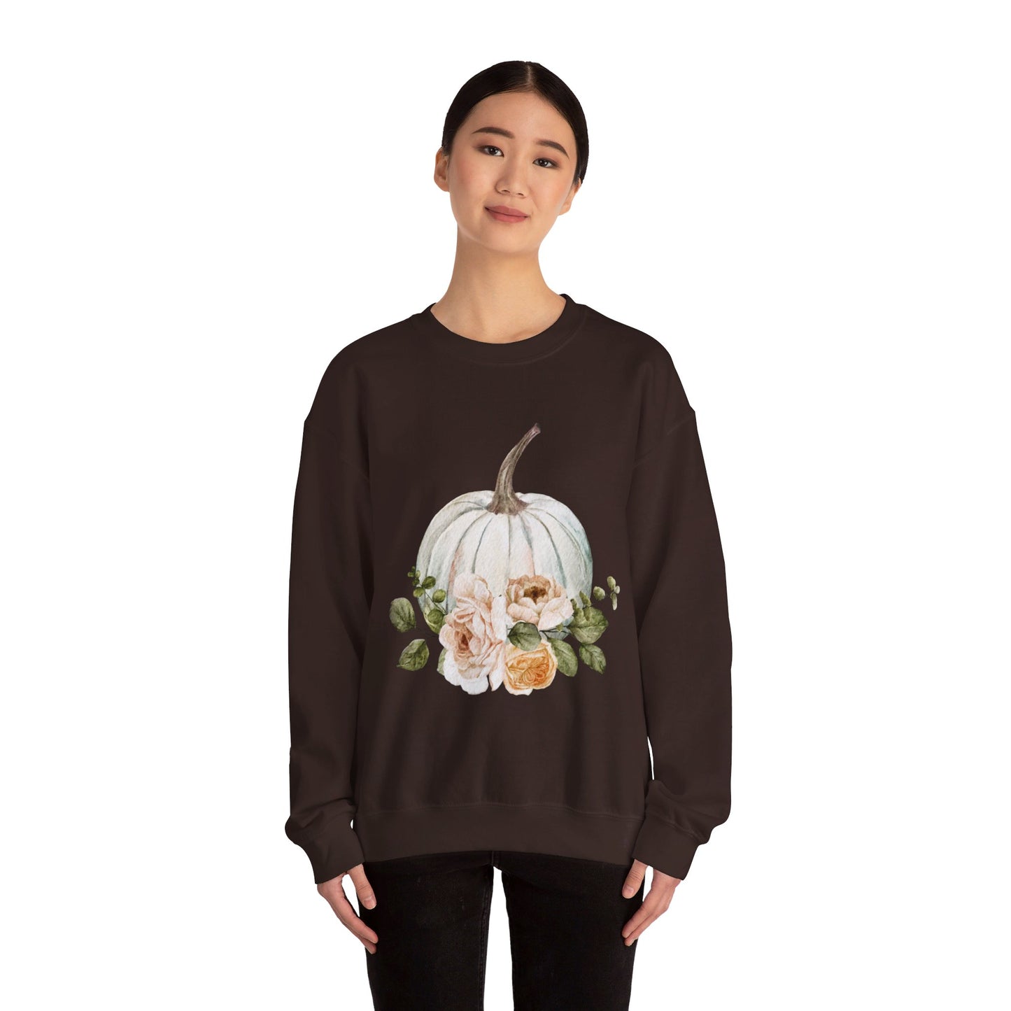 White Floral Pumpkin Unisex Heavy Blend™ Crewneck Sweatshirt