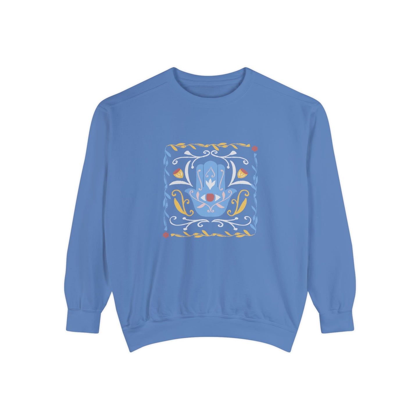 Hamsa Vines Unisex Garment-Dyed Sweatshirt