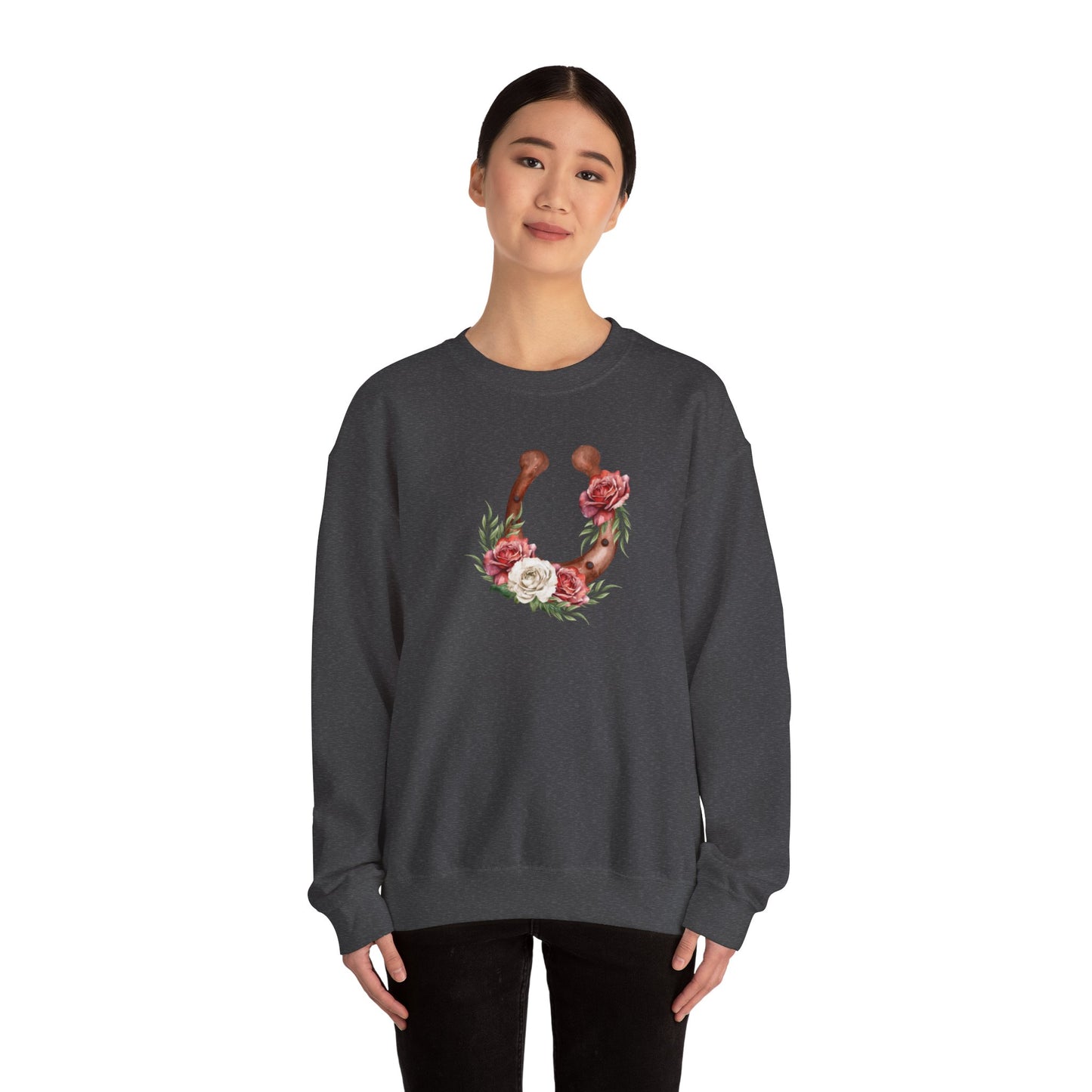 Floral Horseshoe Unisex Heavy Blend™ Crewneck Sweatshirt