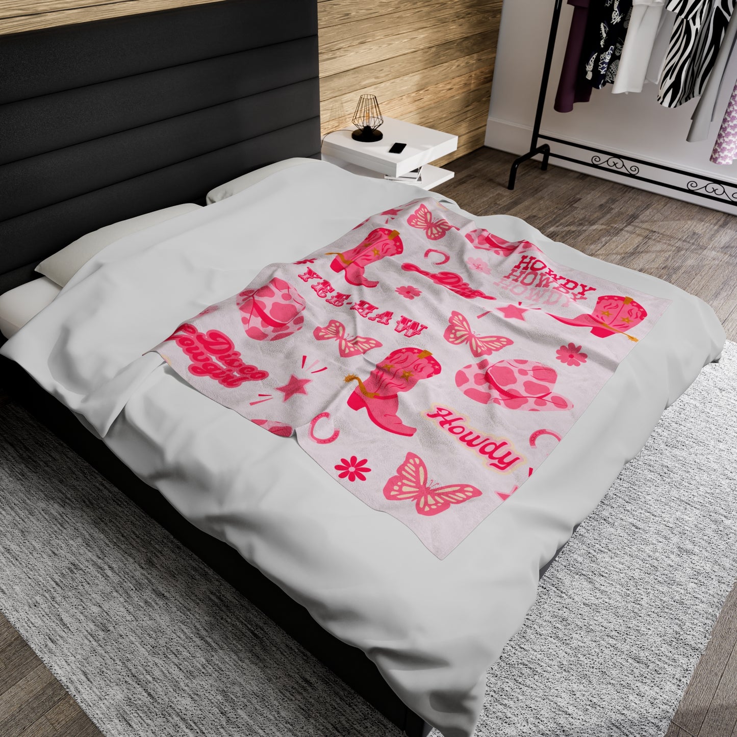 Plush Blanket - Yeehaw Howdy Pink Western Design