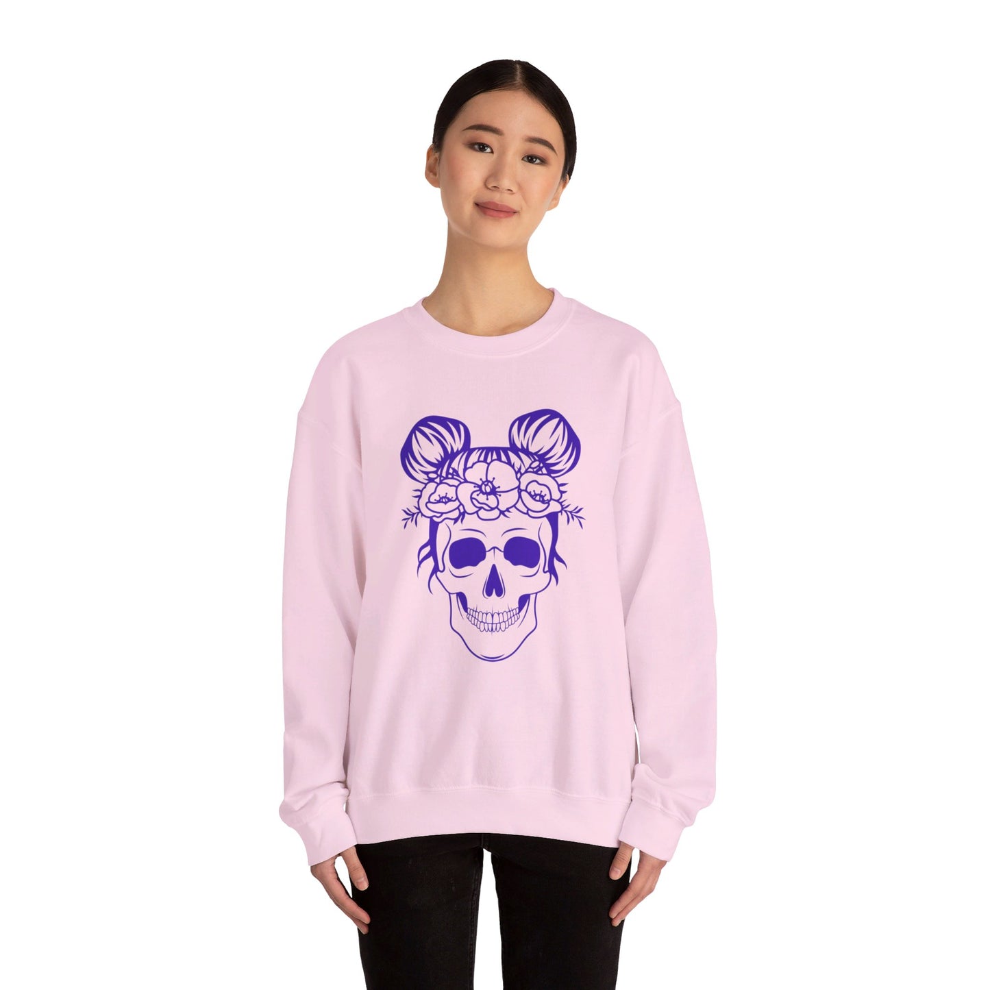 Skull Messy Buns Unisex Heavy Blend™ Crewneck Sweatshirt