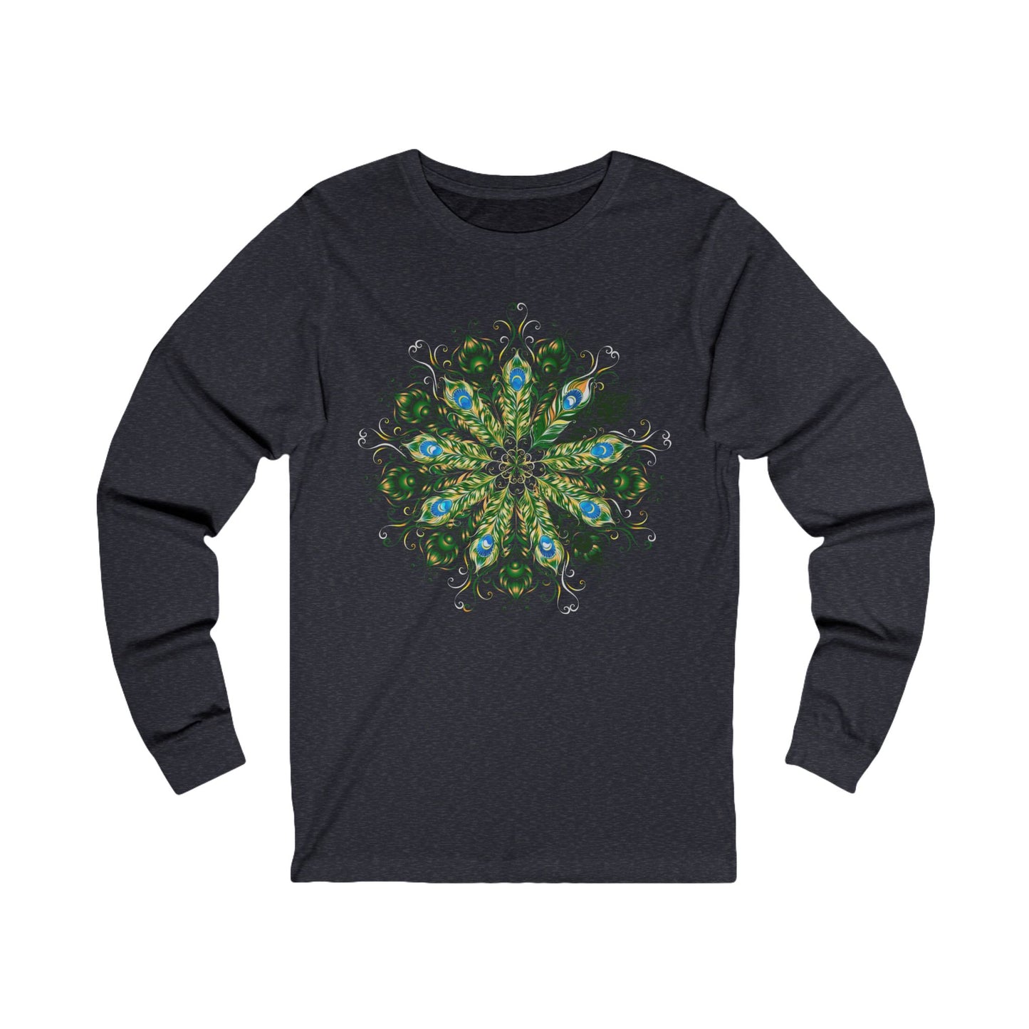 Peacock Feather Mandala Unisex Jersey Long Sleeve Tee