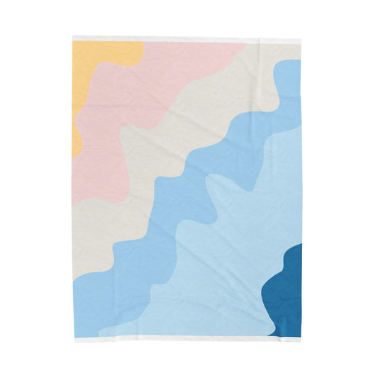 Pastel Waves Velveteen Plush Blanket