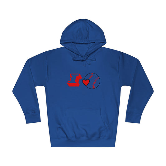 I Love Baseball Unisex Fleece Hoodie