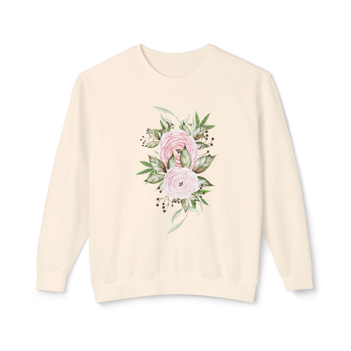 Pastel Peonies Unisex Lightweight Crewneck Sweatshirt