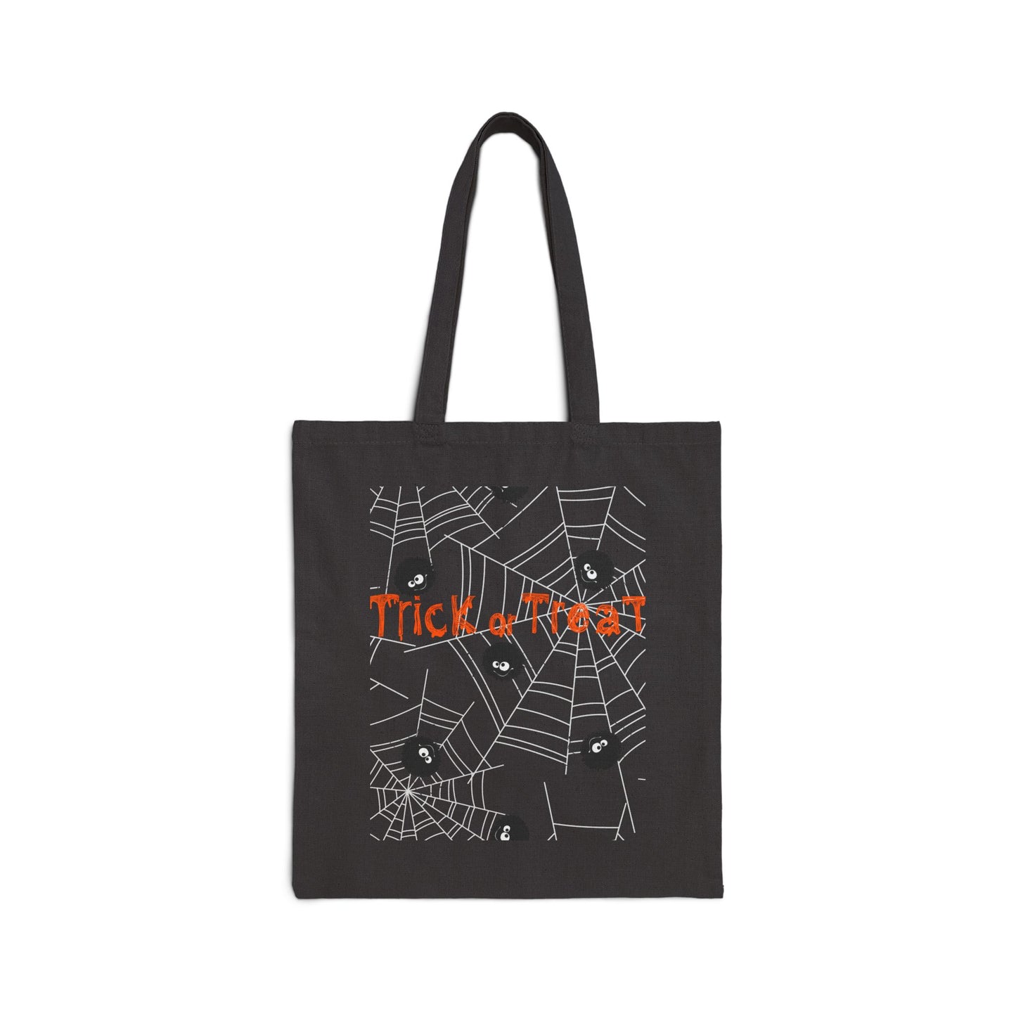 Black Spiders Trick or Treat Cotton Canvas Tote Bag