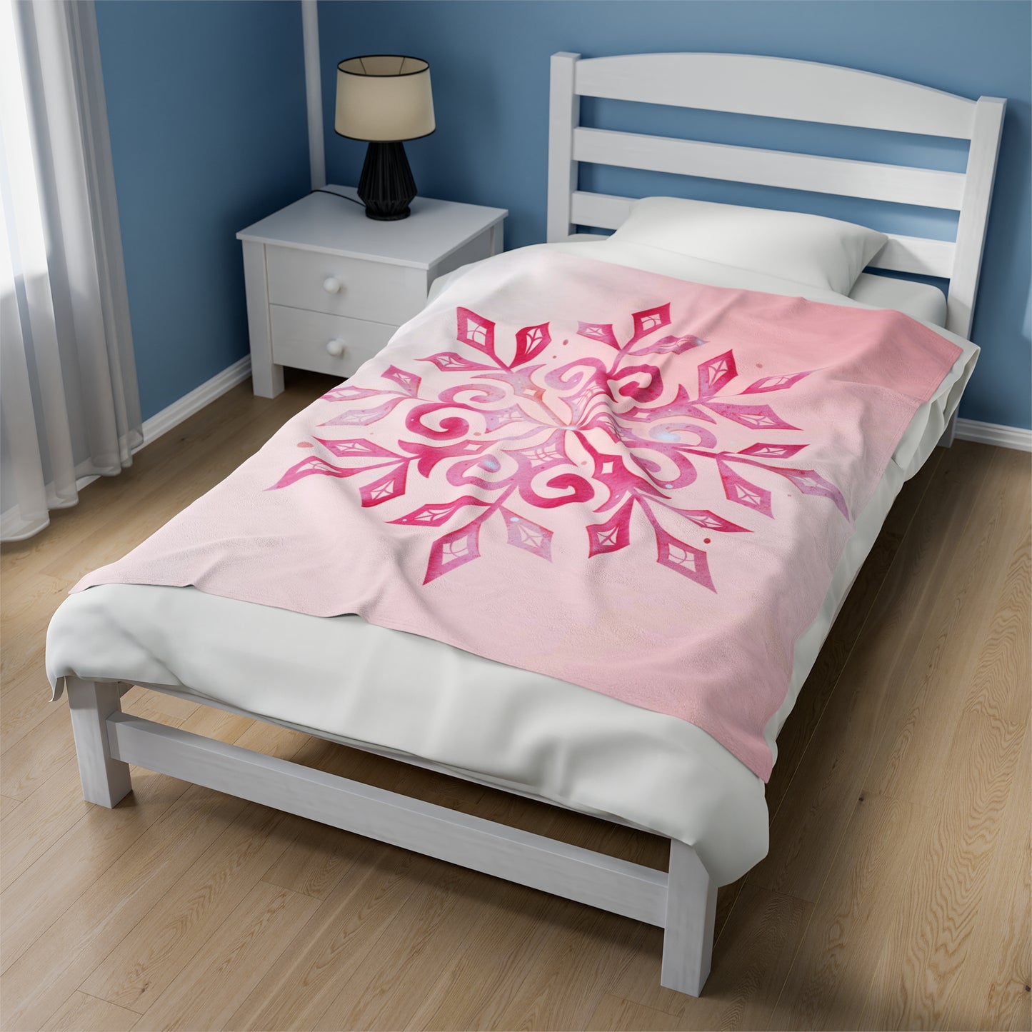 Pink Snowflake Velveteen Plush Blanket