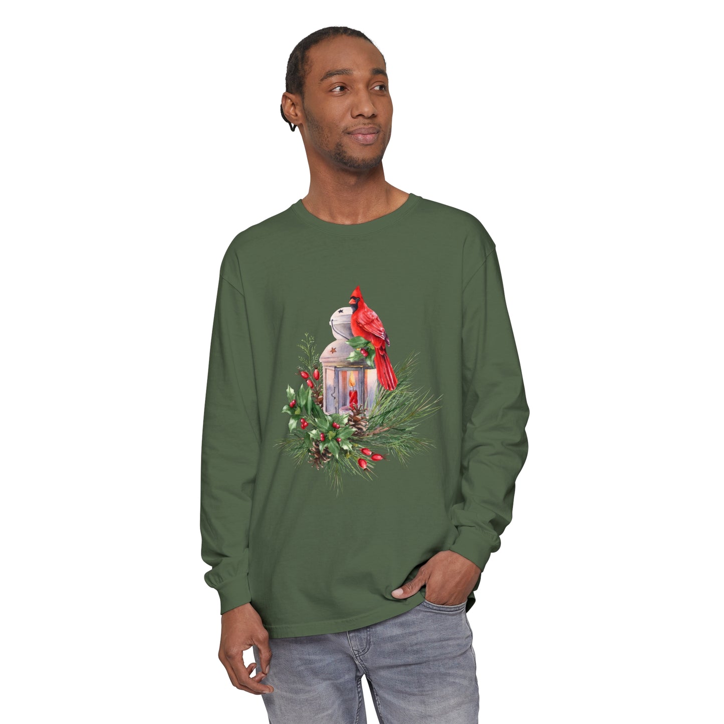 Winter Cardinal Unisex Garment-dyed Long Sleeve T-Shirt