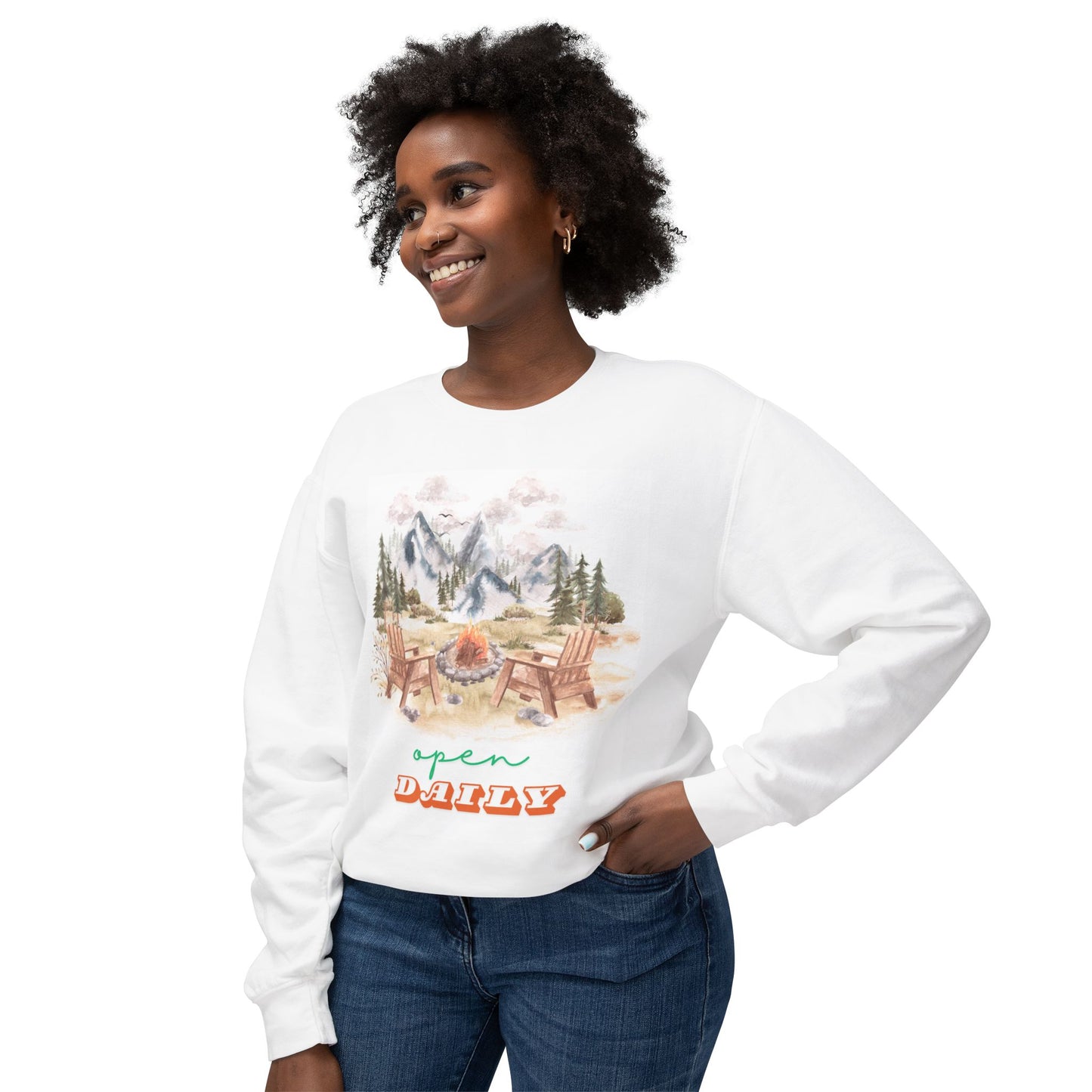 Outdoors Open Daily Unisex Lightweight Crewneck Sweatshirt