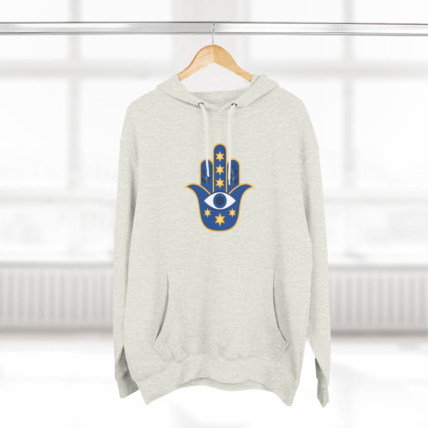 Blue Hamsa Three-Panel Fleece Hoodie