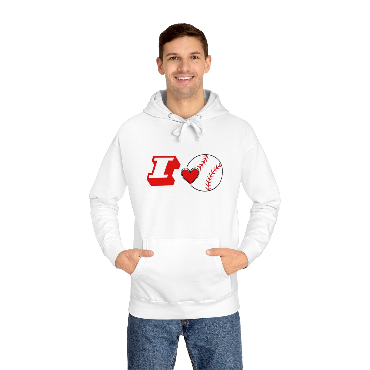 I Love Baseball Unisex Fleece Hoodie