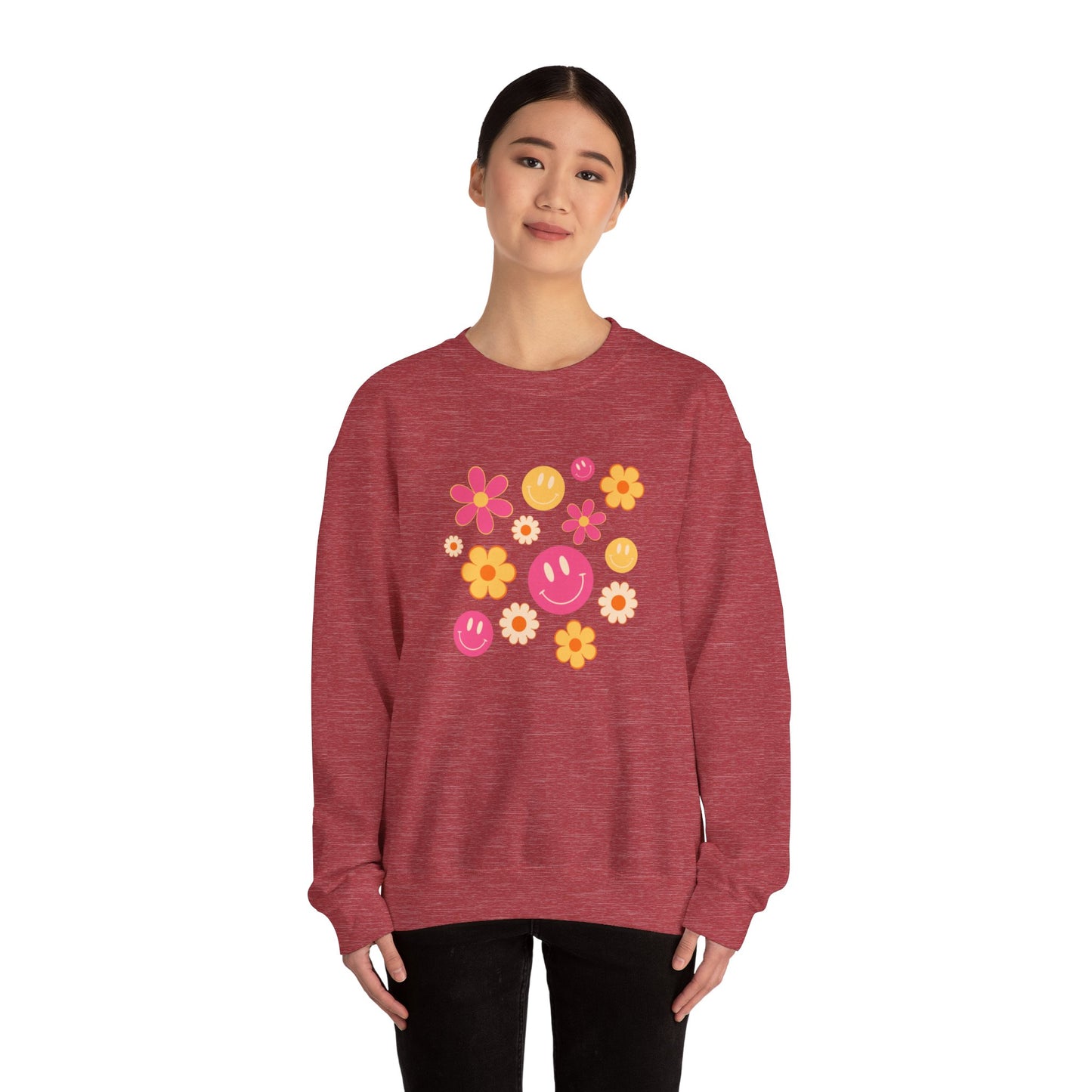 The 70’s Happy Floral Unisex Heavy Blend™ Crewneck Sweatshirt