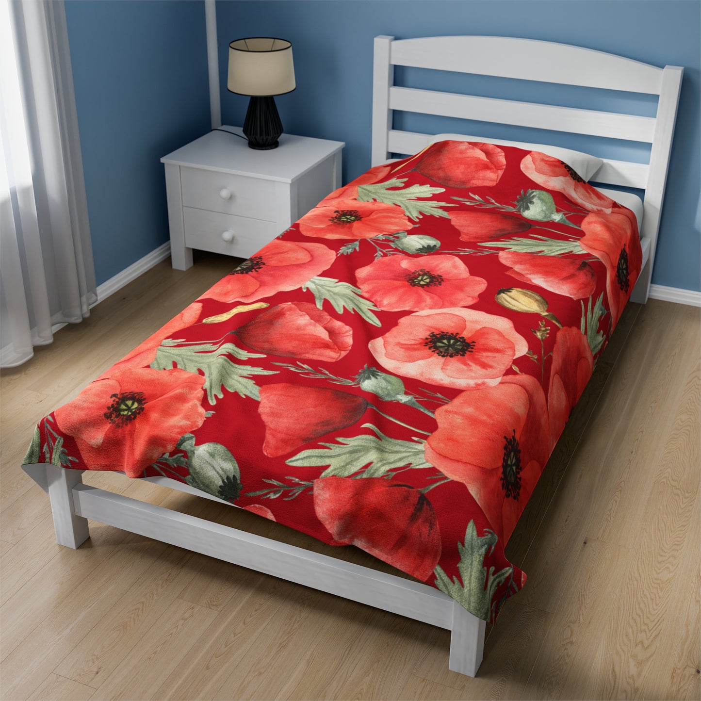 Poppies Velveteen Plush Blanket