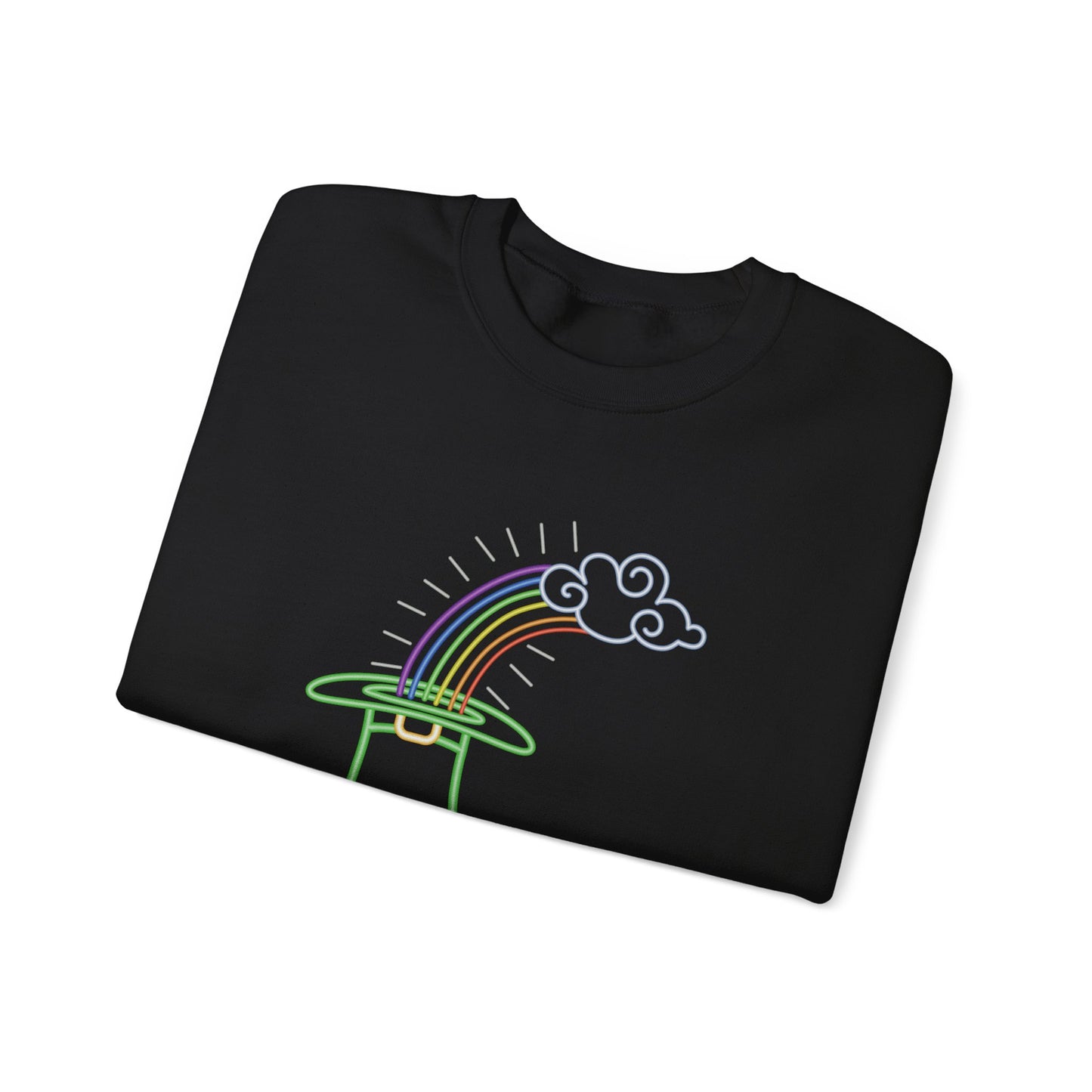 Neon Leprechaun Rainbow St Patrick’s Day Unisex Heavy Blend™ Crewneck Sweatshirt